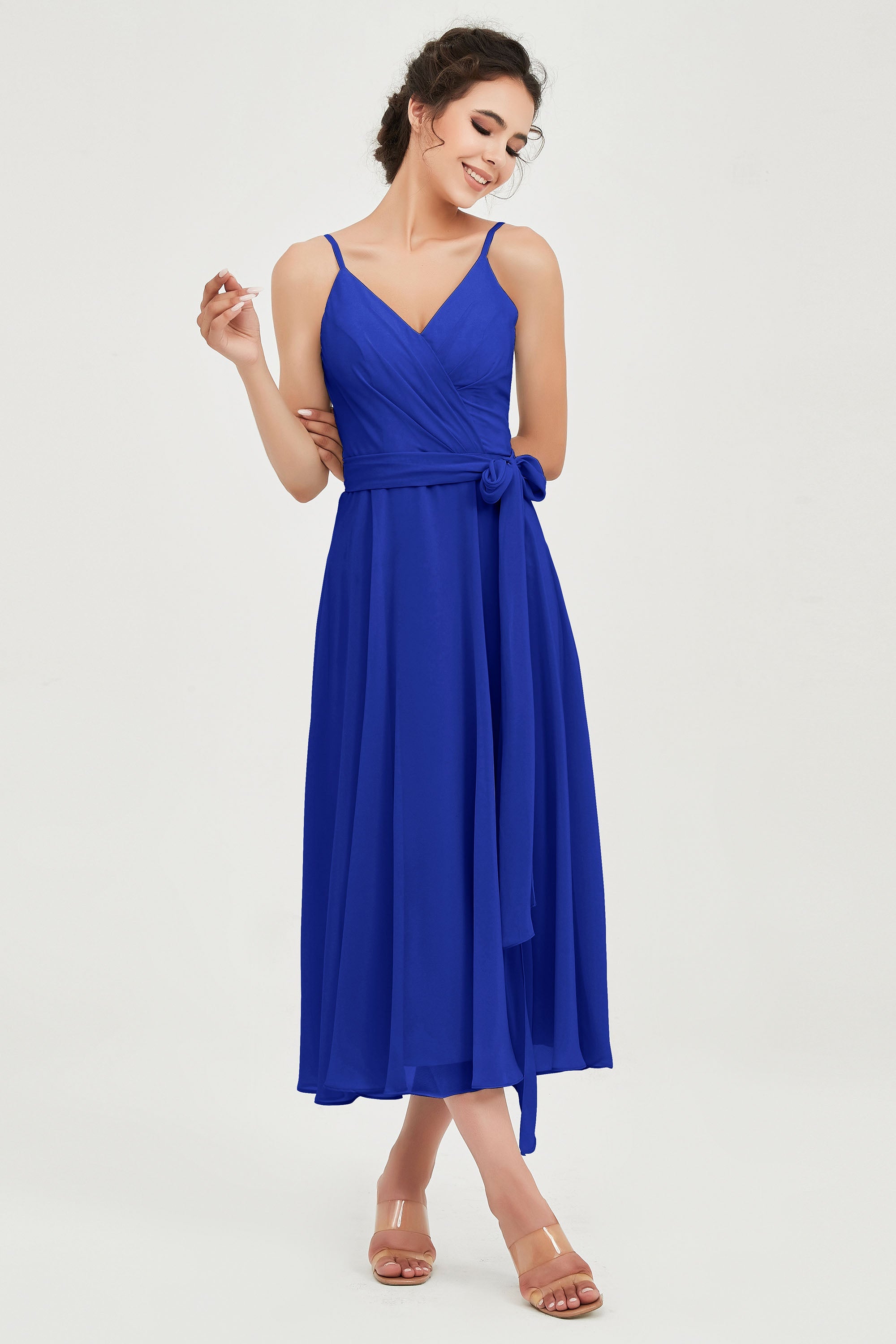 Spaghetti Straps Chiffon Wedding Guest Dress Junior Bridesmaid Dresses Occasion Gowns