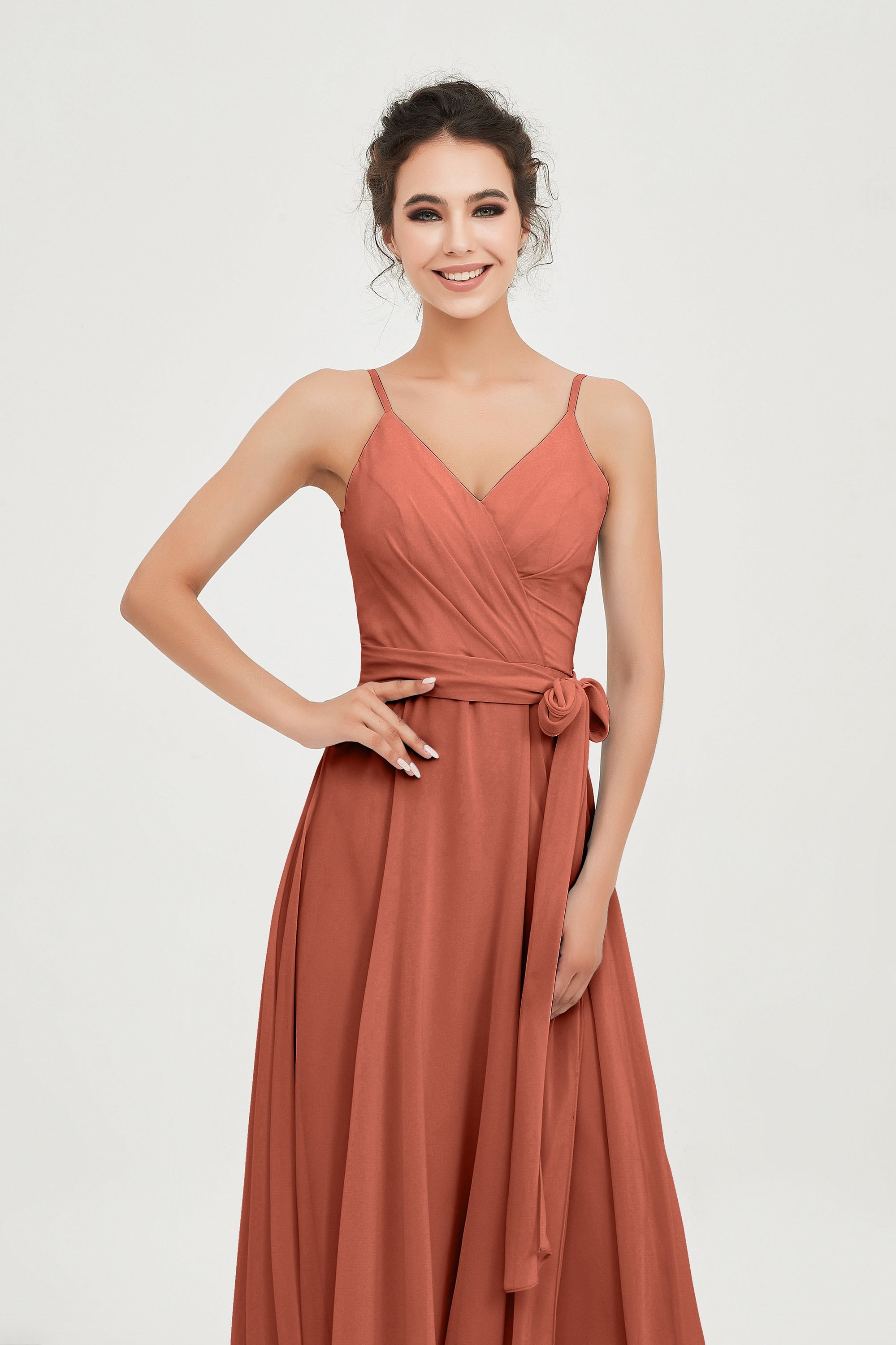 Spaghetti Straps Chiffon Wedding Guest Dress Junior Bridesmaid Dresses Occasion Gowns