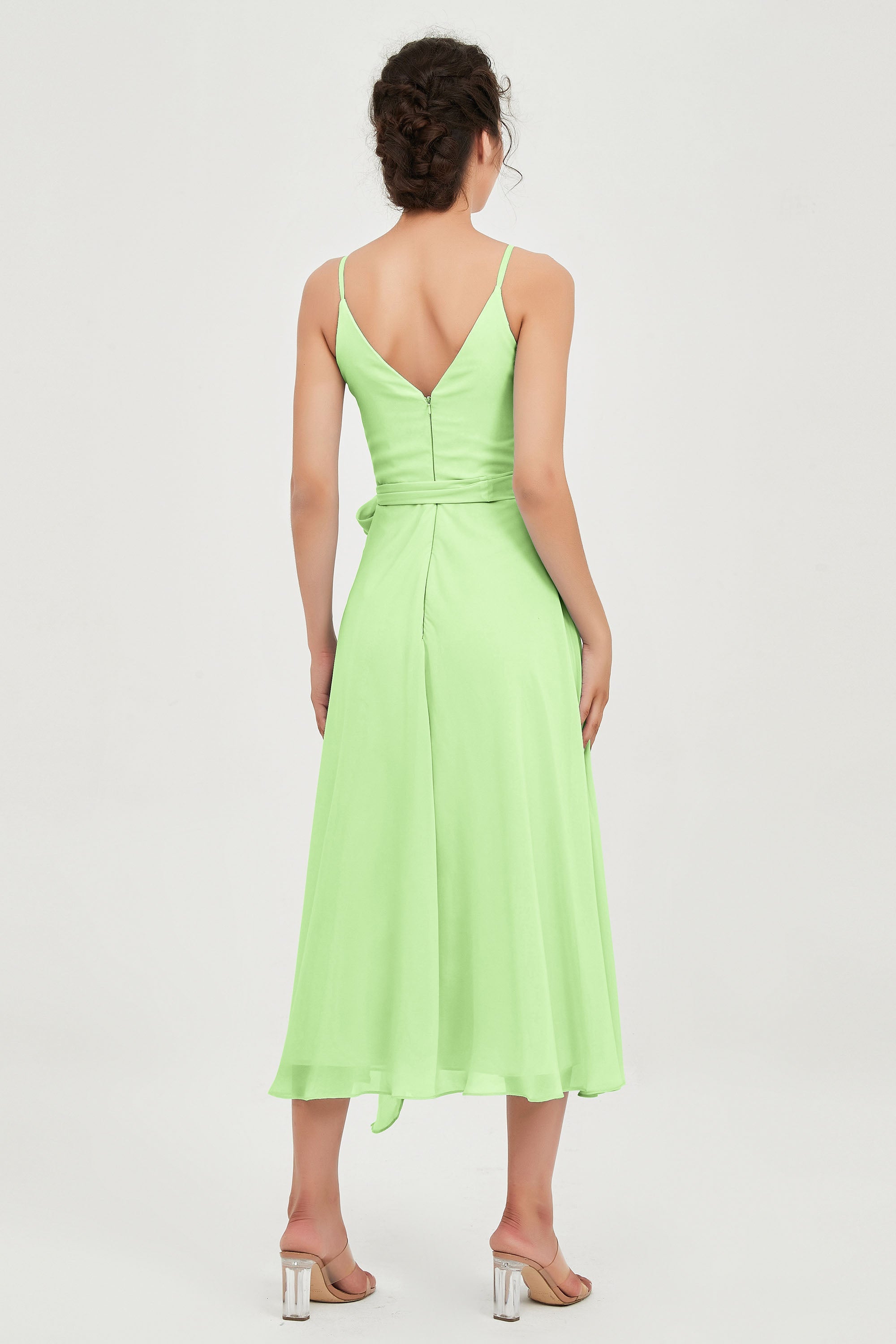 Spaghetti Straps Chiffon Wedding Guest Dress Junior Bridesmaid Dresses Occasion Gowns