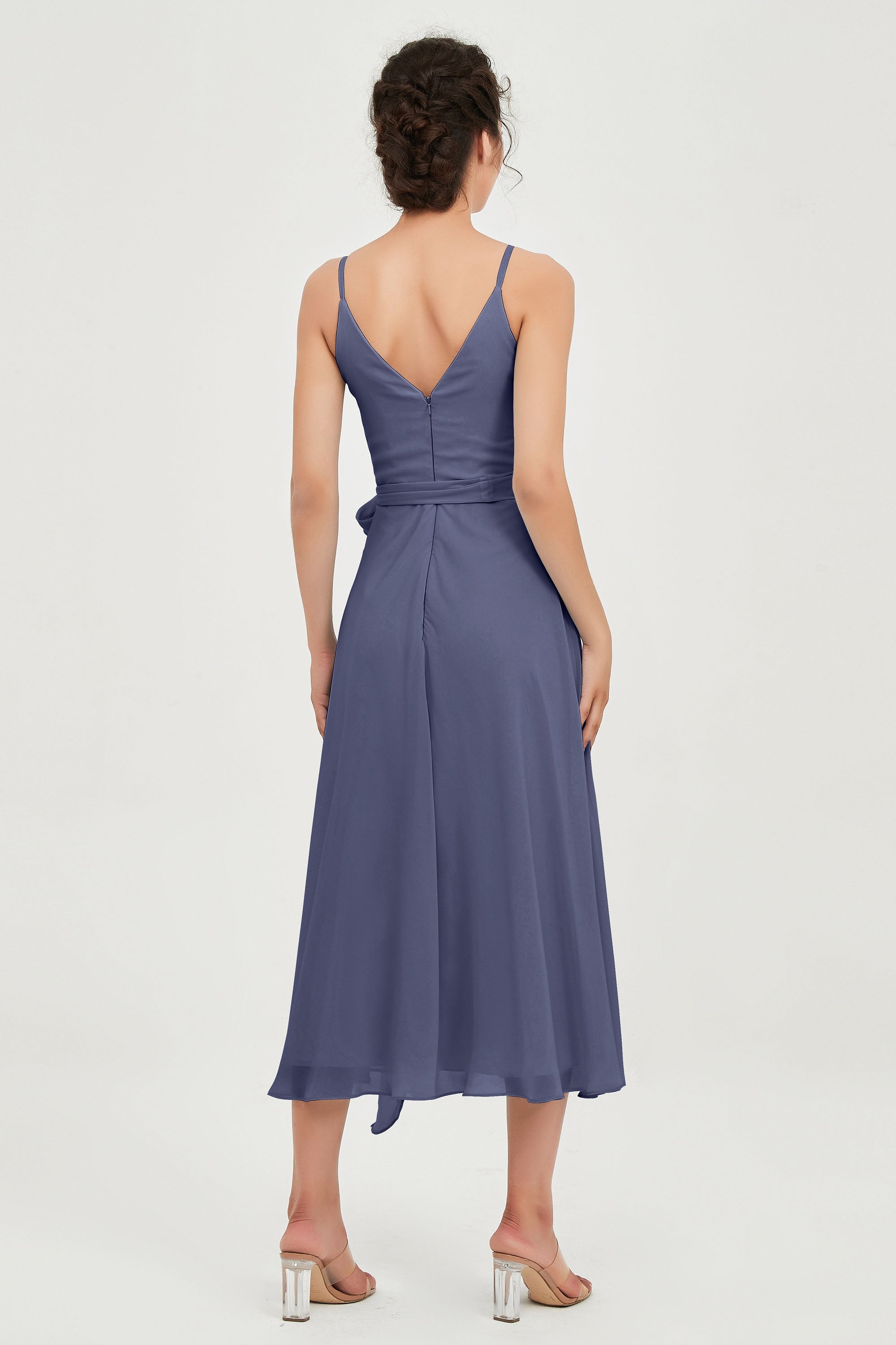 Spaghetti Straps Chiffon Wedding Guest Dress Junior Bridesmaid Dresses Occasion Gowns