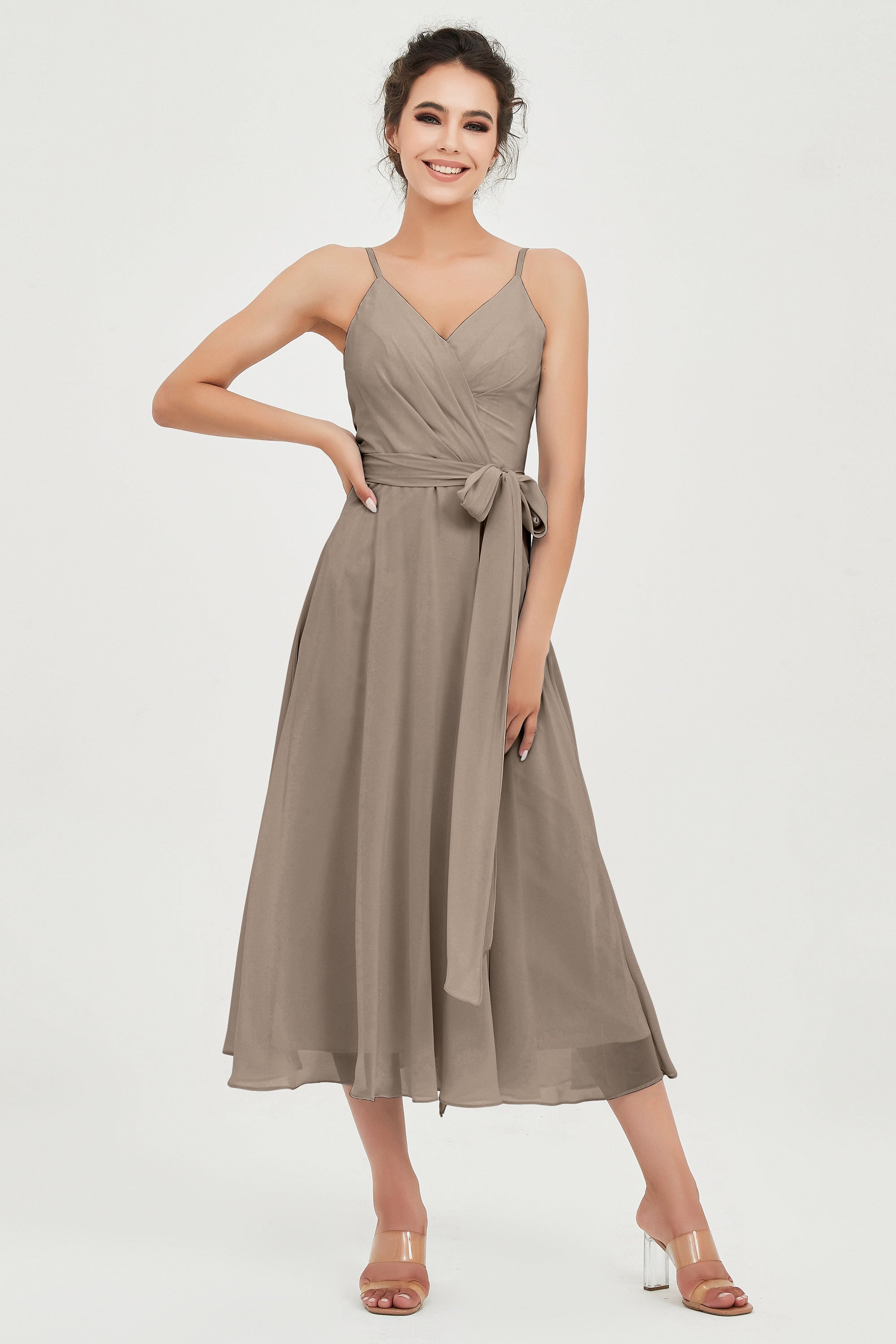 Spaghetti Straps Chiffon Wedding Guest Dress Junior Bridesmaid Dresses Occasion Gowns