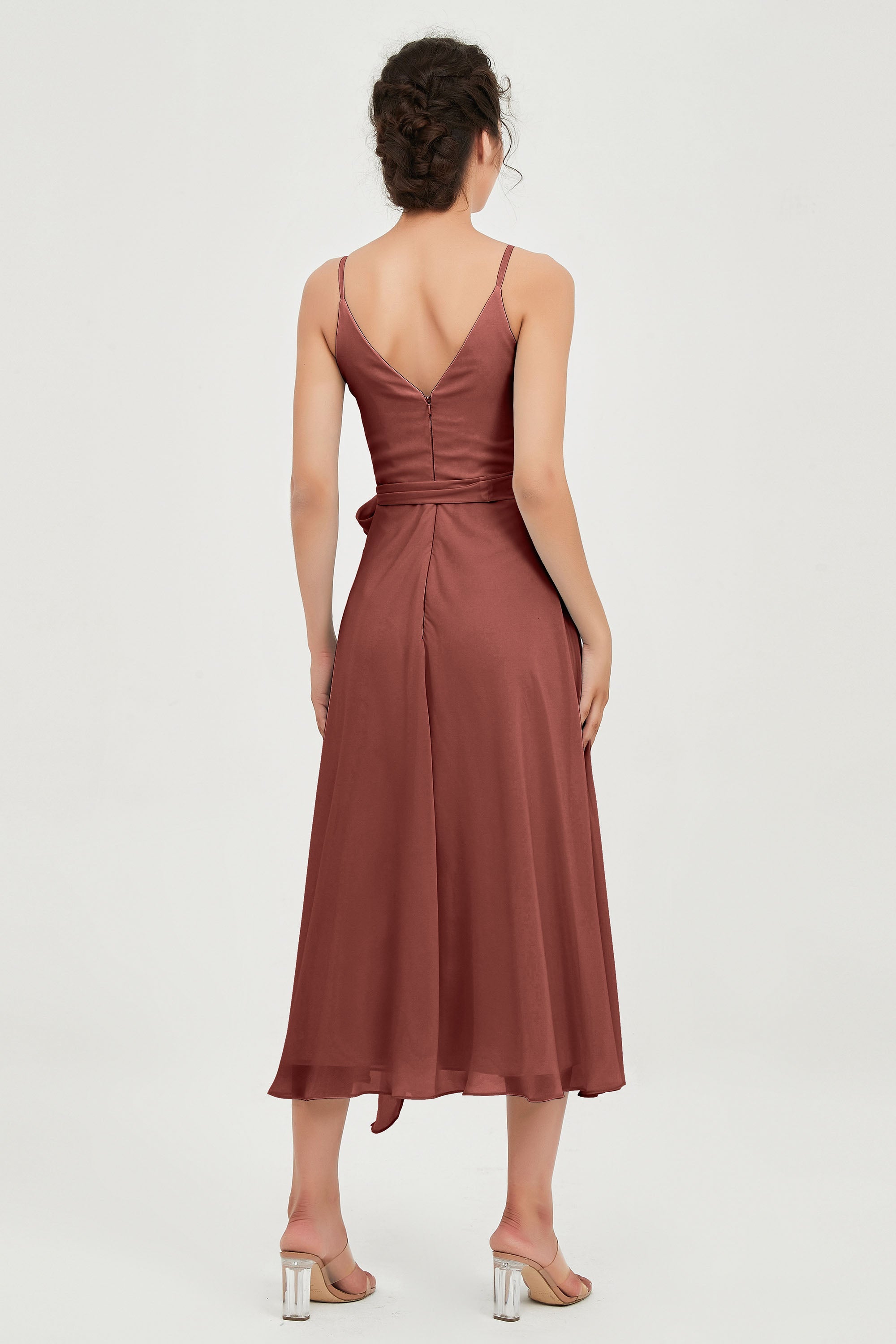 Spaghetti Straps Chiffon Wedding Guest Dress Junior Bridesmaid Dresses Occasion Gowns