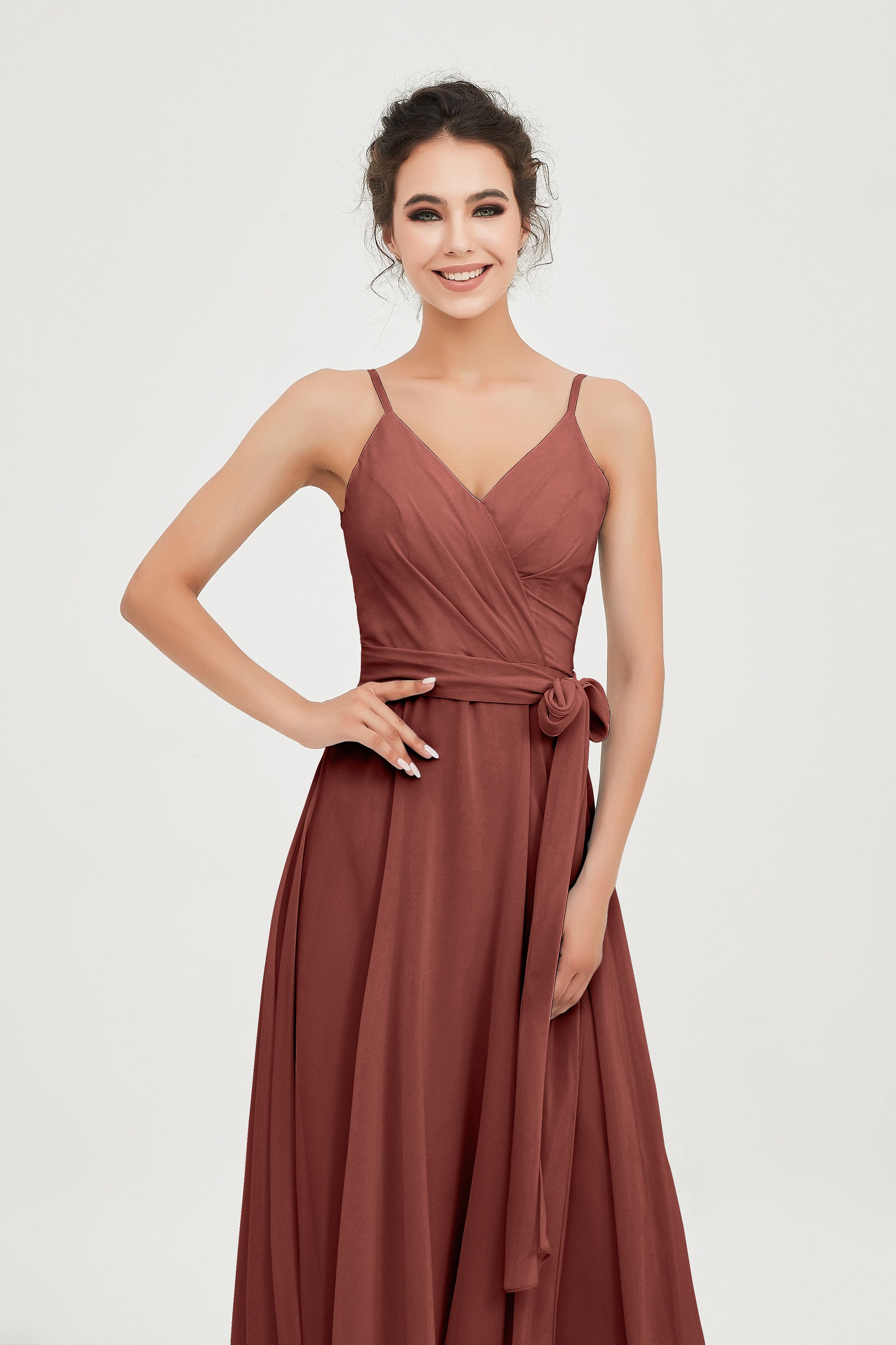Spaghetti Straps Chiffon Wedding Guest Dress Junior Bridesmaid Dresses Occasion Gowns