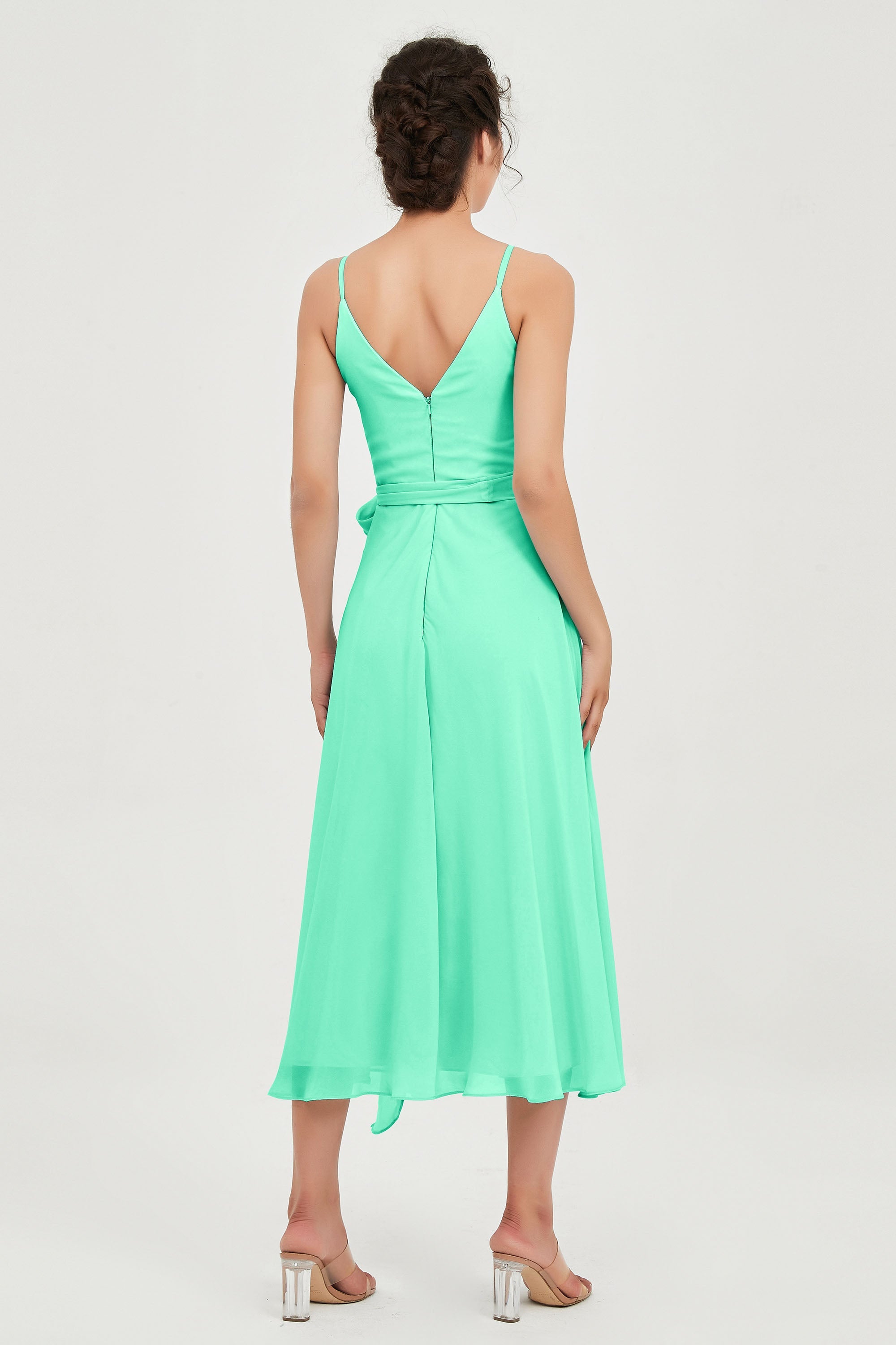 Spaghetti Straps Chiffon Wedding Guest Dress Junior Bridesmaid Dresses Occasion Gowns
