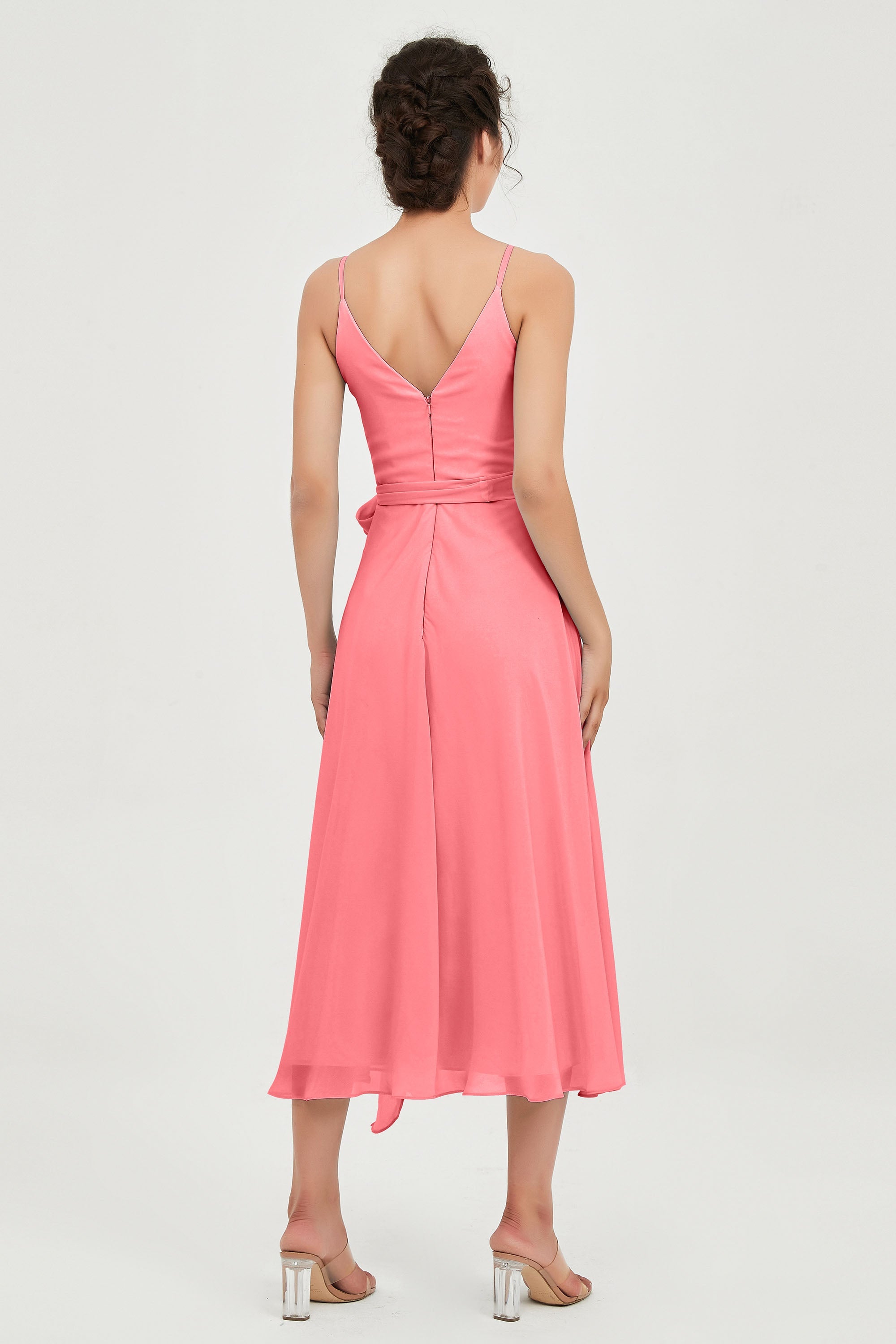 Spaghetti Straps Chiffon Wedding Guest Dress Junior Bridesmaid Dresses Occasion Gowns