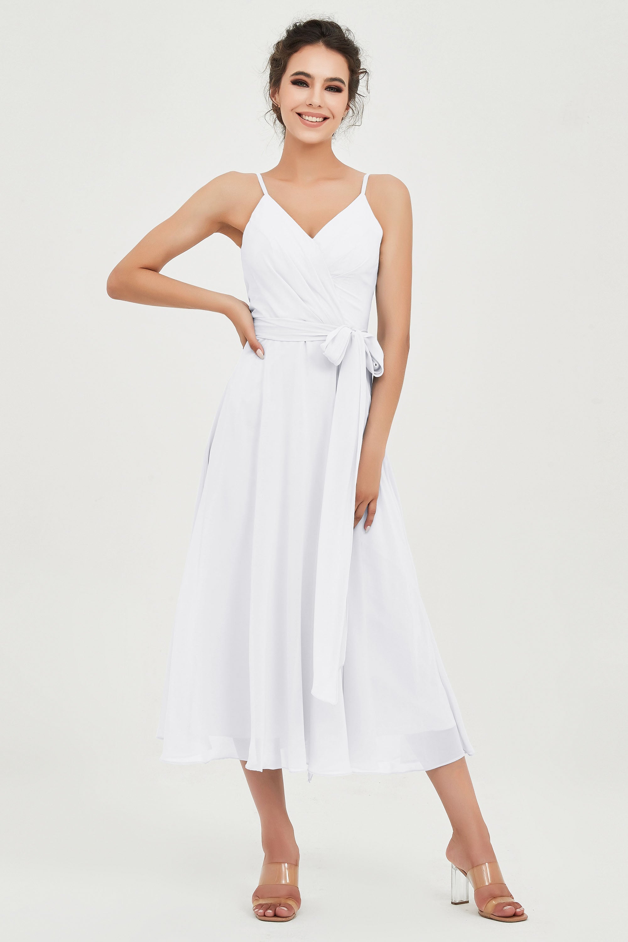 Spaghetti Straps Chiffon Wedding Guest Dress Junior Bridesmaid Dresses Occasion Gowns