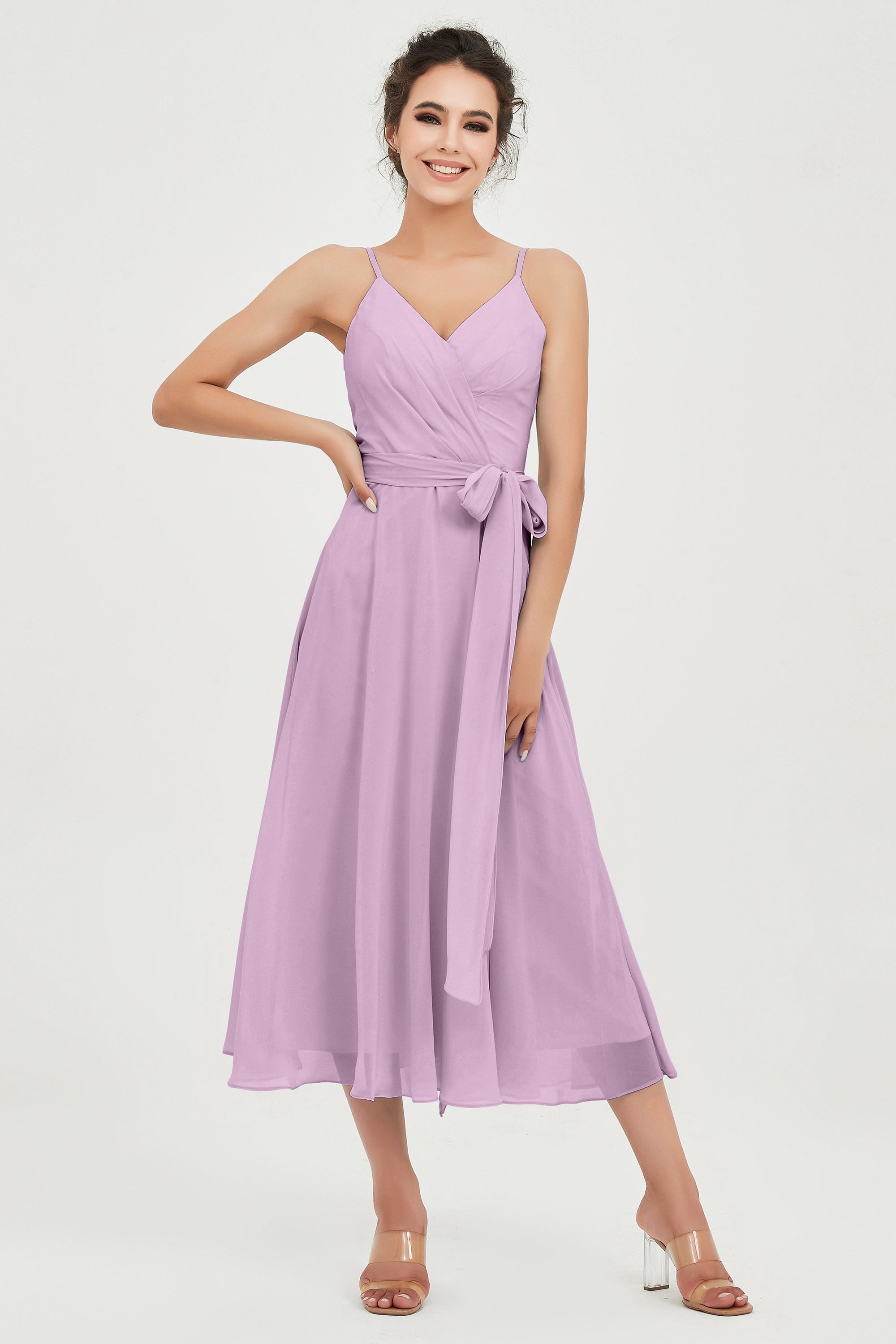 Spaghetti Straps Chiffon Wedding Guest Dress Junior Bridesmaid Dresses Occasion Gowns