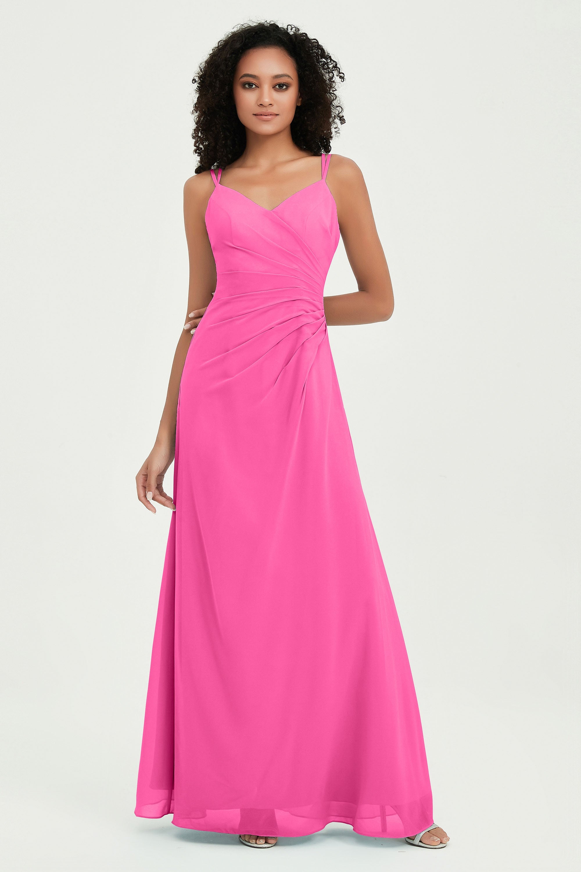 Maxi Chiffon Women's Formal Evening Dresses V Neck Bridesmaid Gowns Dress