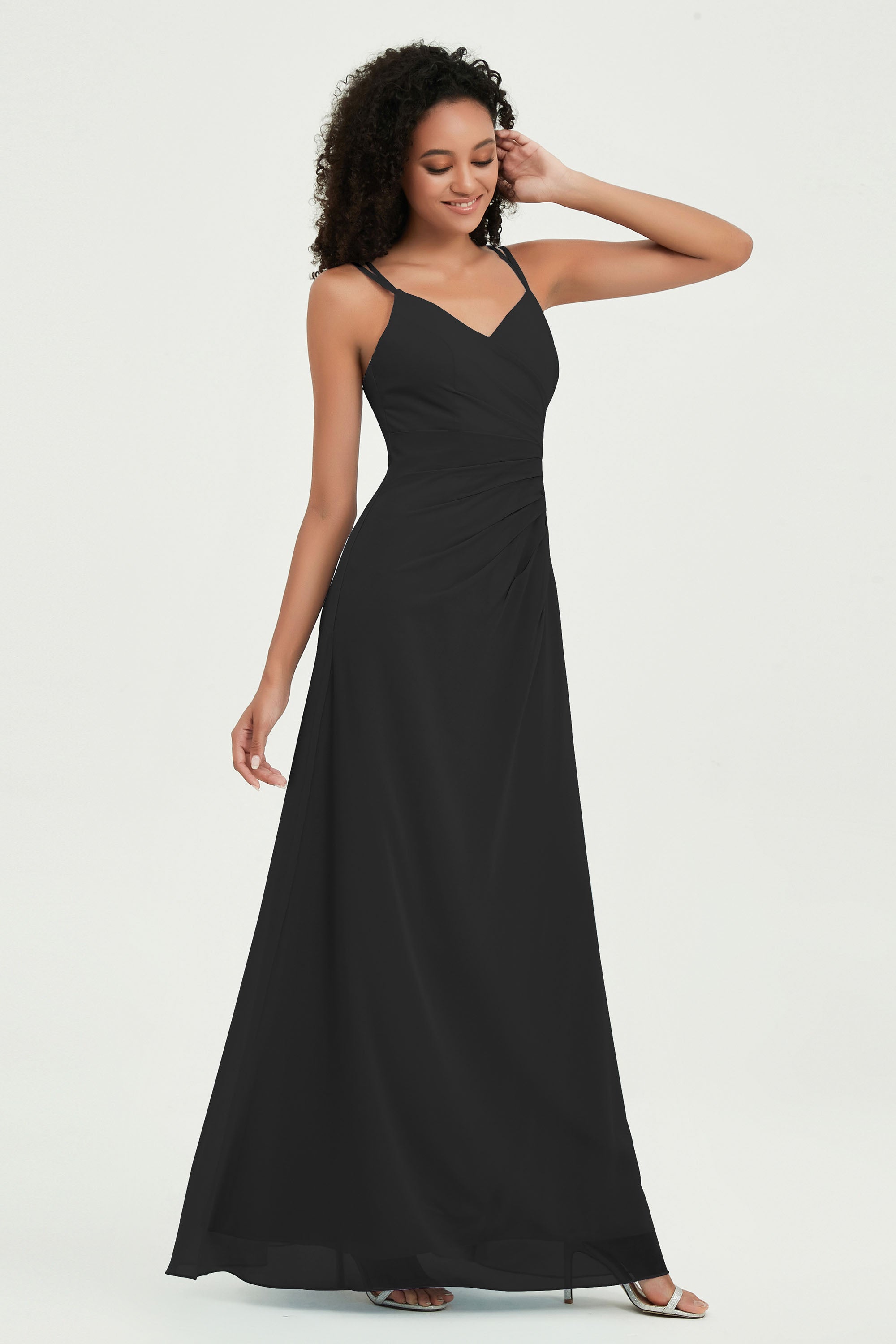 Maxi Chiffon Women's Formal Evening Dresses V Neck Bridesmaid Gowns Dress