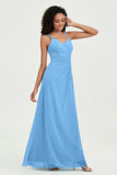 Maxi Chiffon Women's Formal Evening Dresses V Neck Bridesmaid Gowns Dress