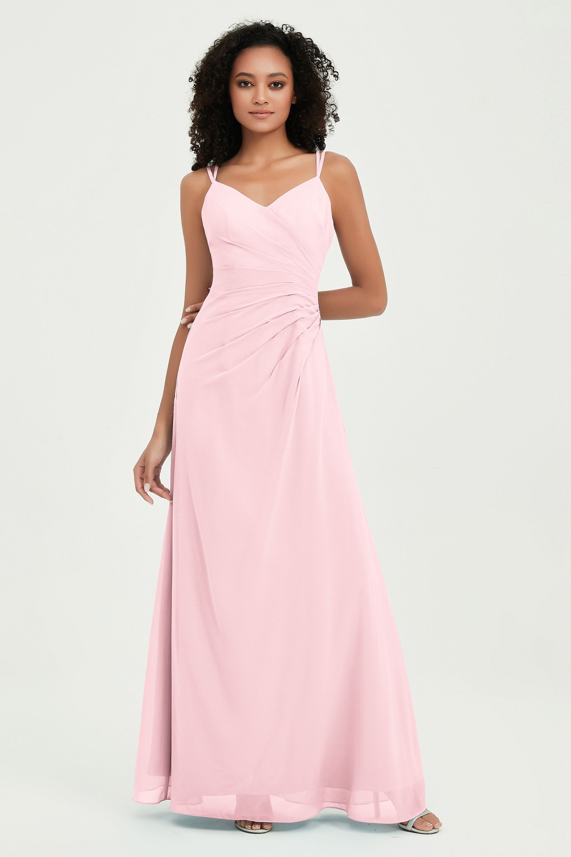 Maxi Chiffon Women's Formal Evening Dresses V Neck Bridesmaid Gowns Dress