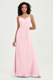 Maxi Chiffon Women's Formal Evening Dresses V Neck Bridesmaid Gowns Dress