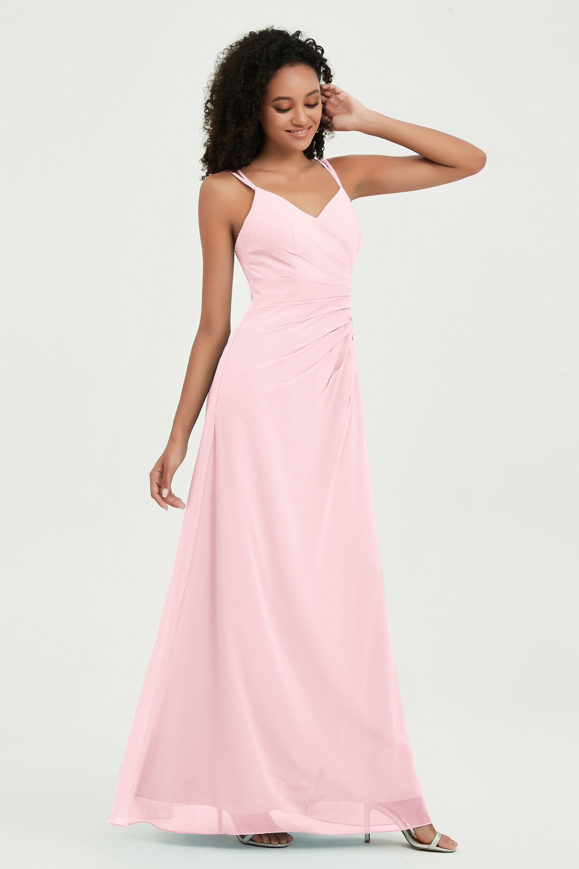 Maxi Chiffon Women's Formal Evening Dresses V Neck Bridesmaid Gowns Dress