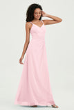 Maxi Chiffon Women's Formal Evening Dresses V Neck Bridesmaid Gowns Dress