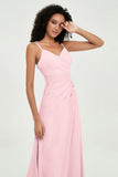 Maxi Chiffon Women's Formal Evening Dresses V Neck Bridesmaid Gowns Dress