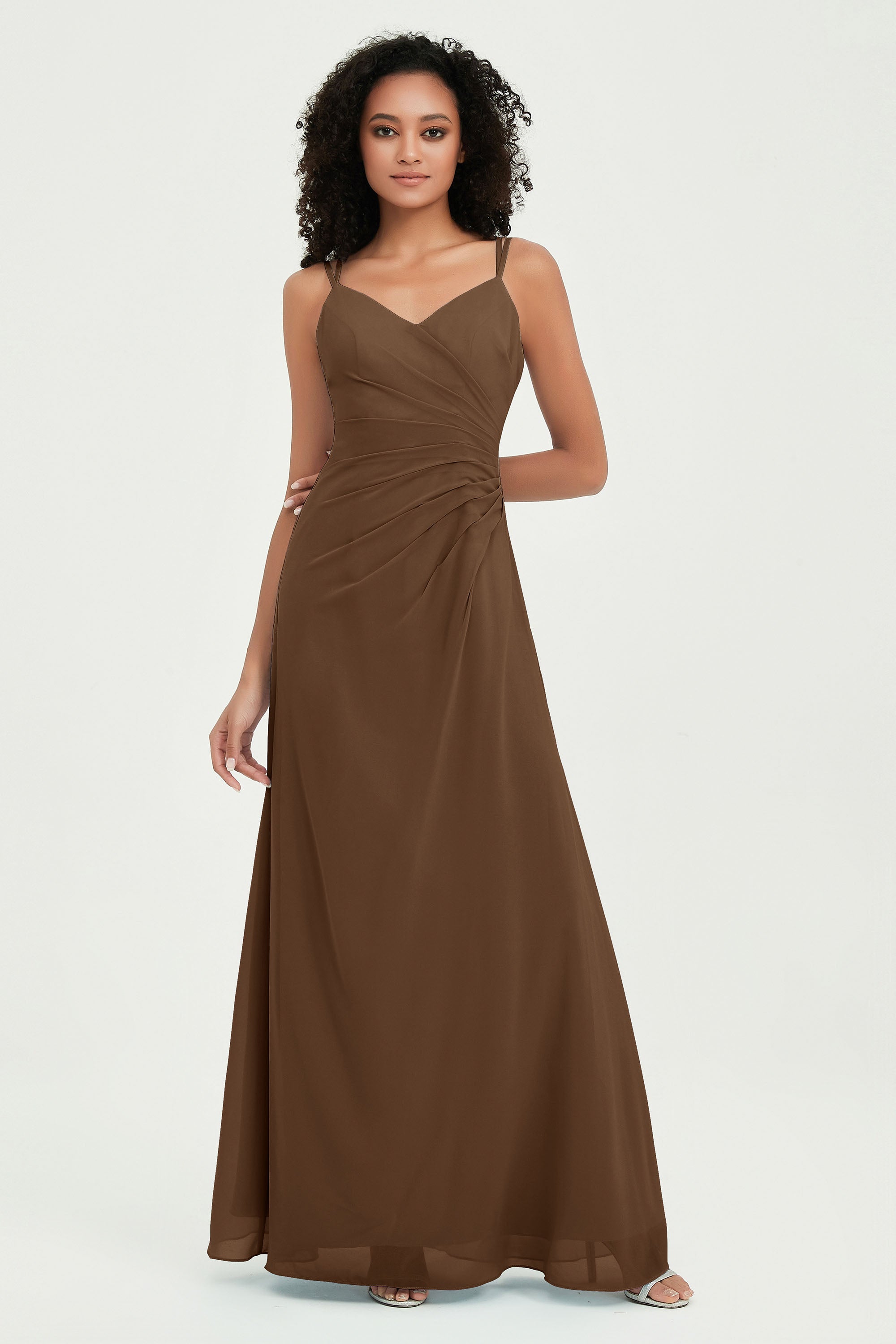 Maxi Chiffon Women's Formal Evening Dresses V Neck Bridesmaid Gowns Dress
