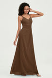 Maxi Chiffon Women's Formal Evening Dresses V Neck Bridesmaid Gowns Dress