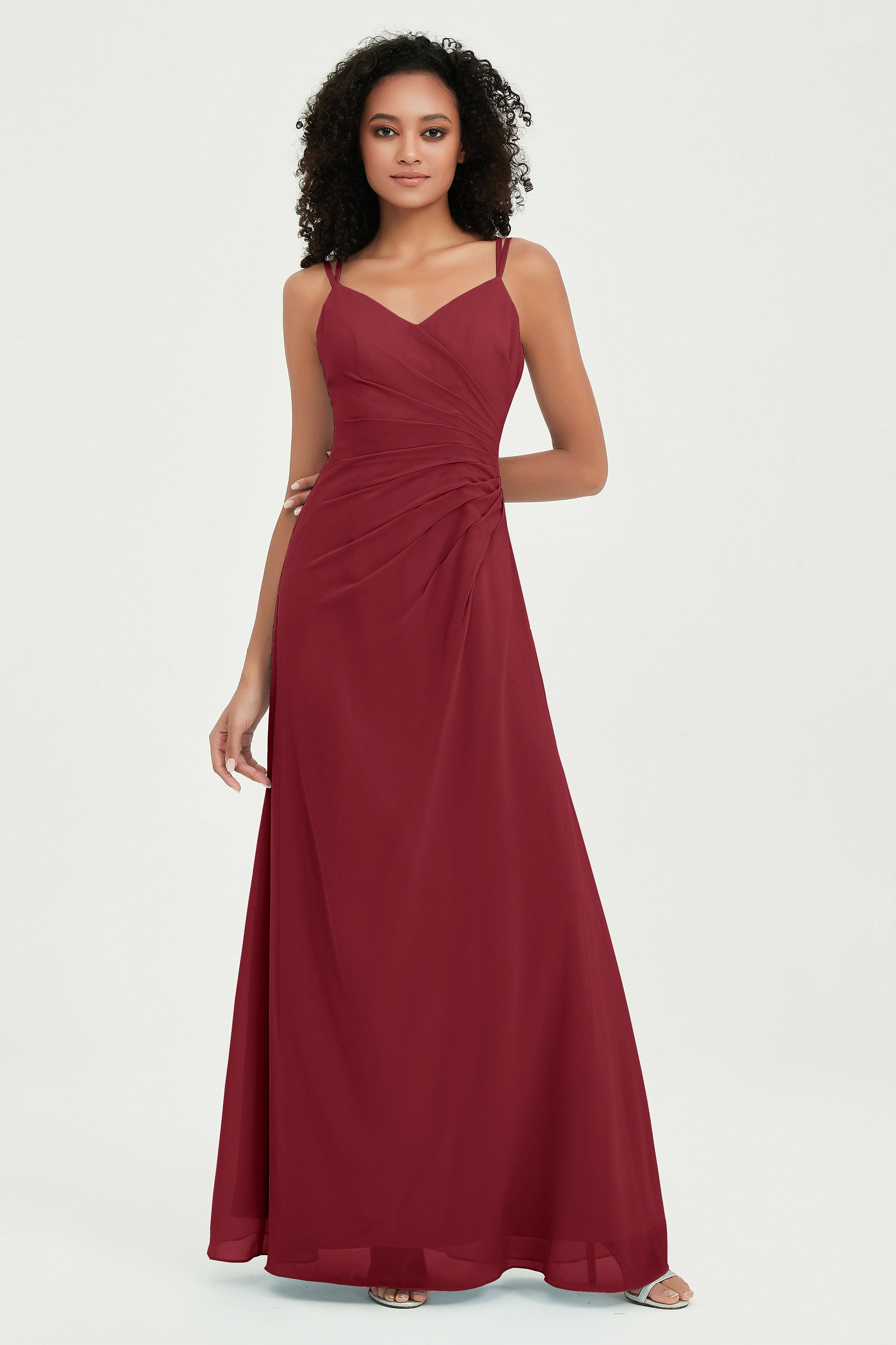 Maxi Chiffon Women's Formal Evening Dresses V Neck Bridesmaid Gowns Dress