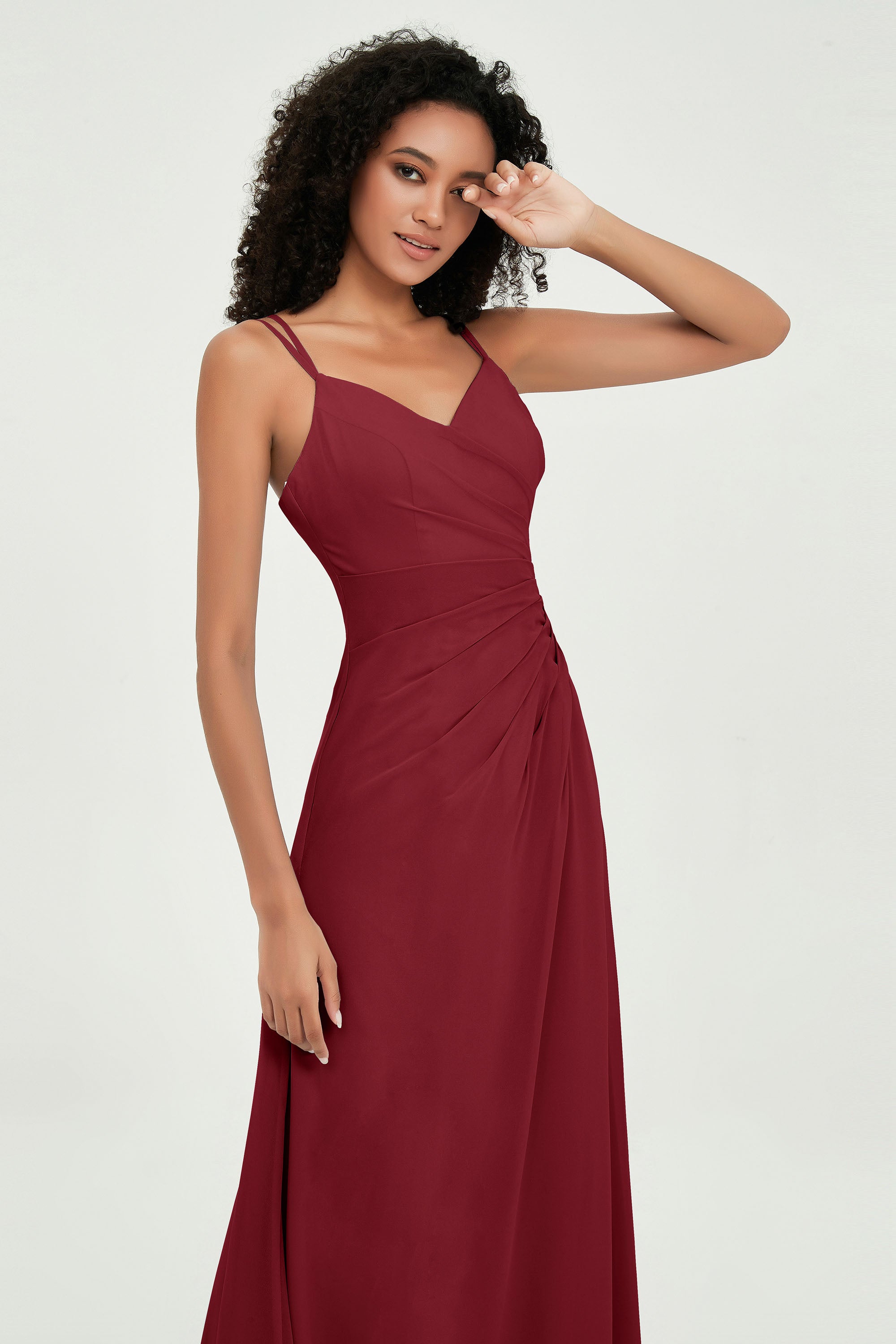 Maxi Chiffon Women's Formal Evening Dresses V Neck Bridesmaid Gowns Dress