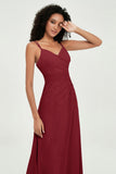 Maxi Chiffon Women's Formal Evening Dresses V Neck Bridesmaid Gowns Dress