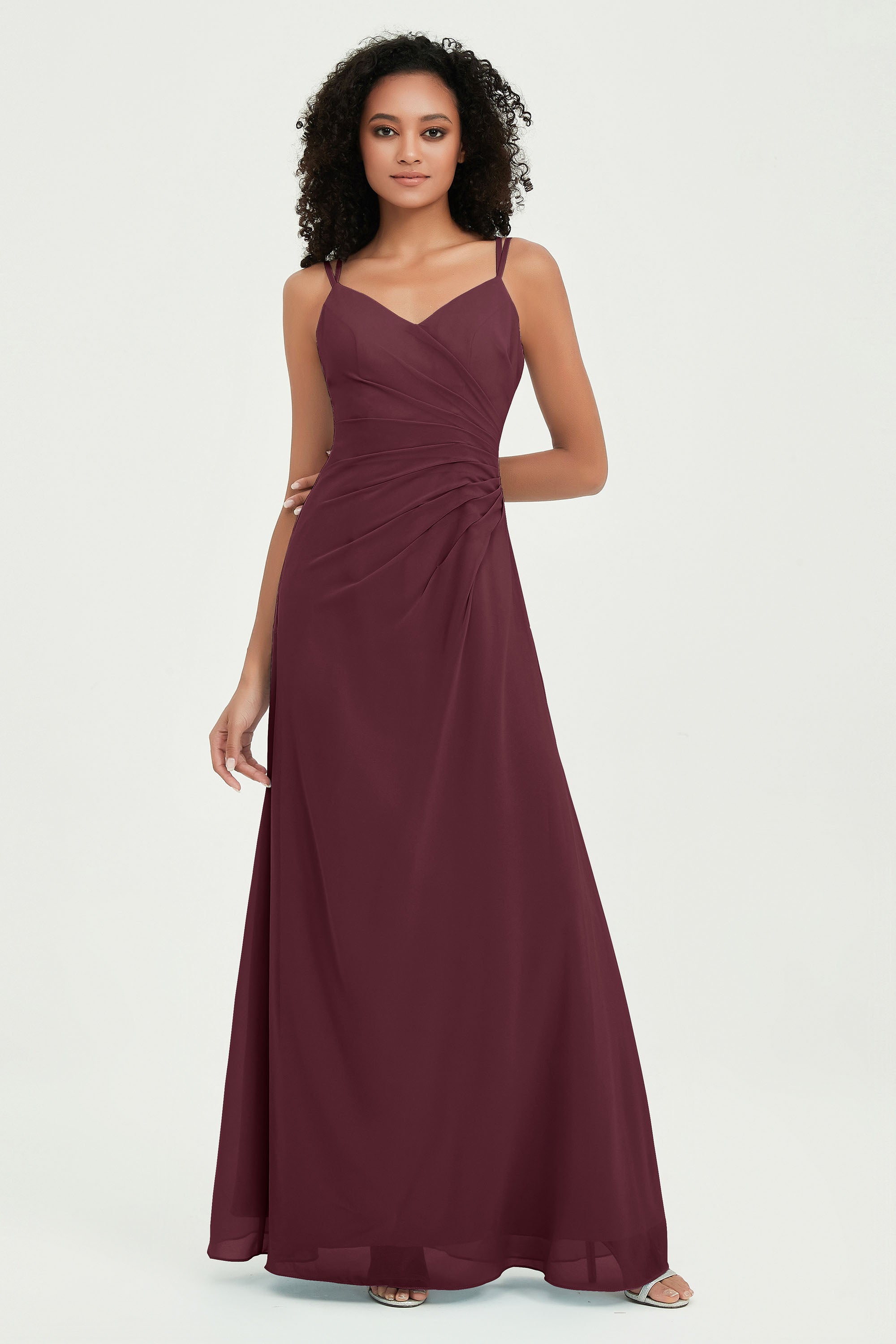 Maxi Chiffon Women's Formal Evening Dresses V Neck Bridesmaid Gowns Dress