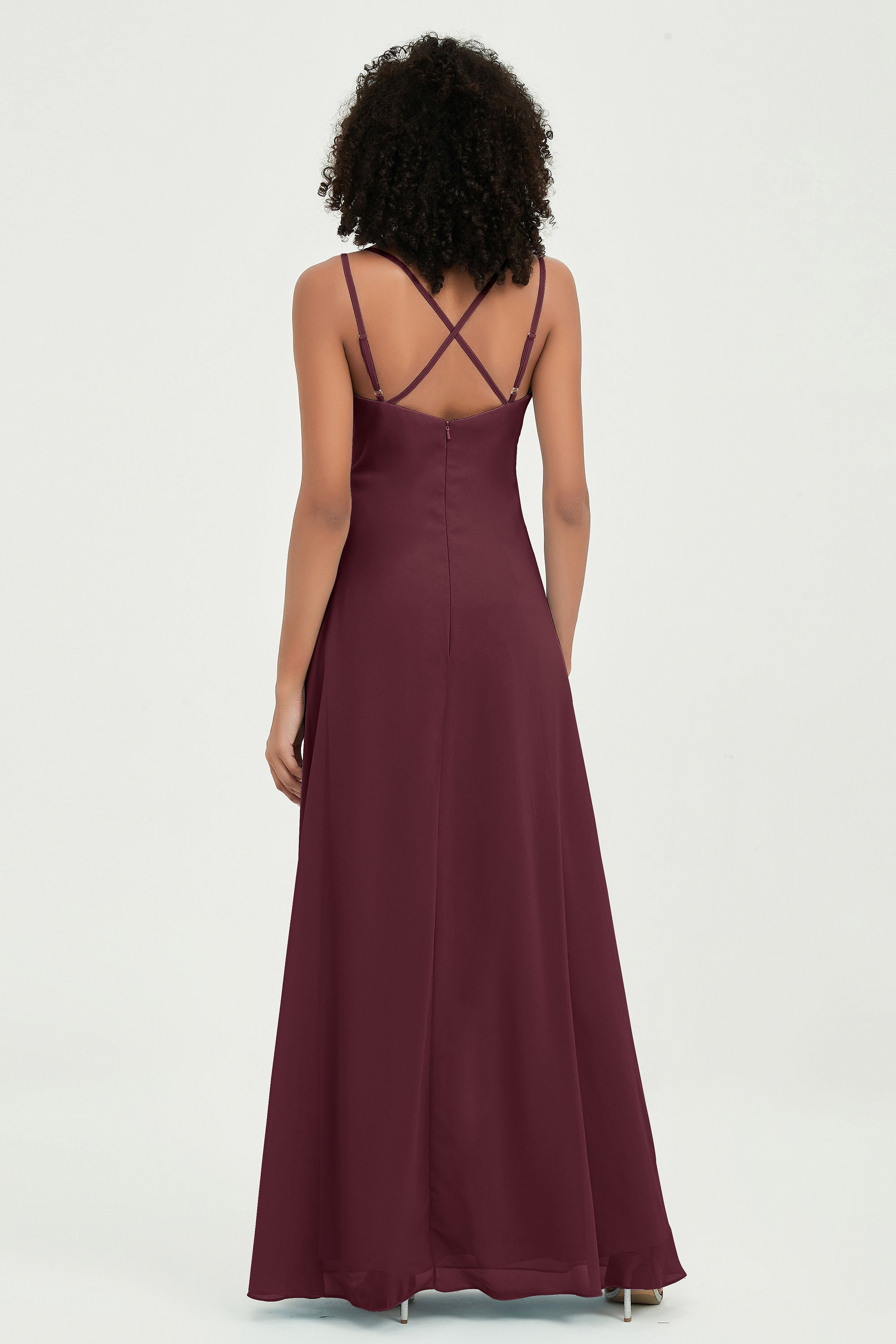 Maxi Chiffon Women's Formal Evening Dresses V Neck Bridesmaid Gowns Dress