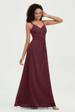 Maxi Chiffon Women's Formal Evening Dresses V Neck Bridesmaid Gowns Dress