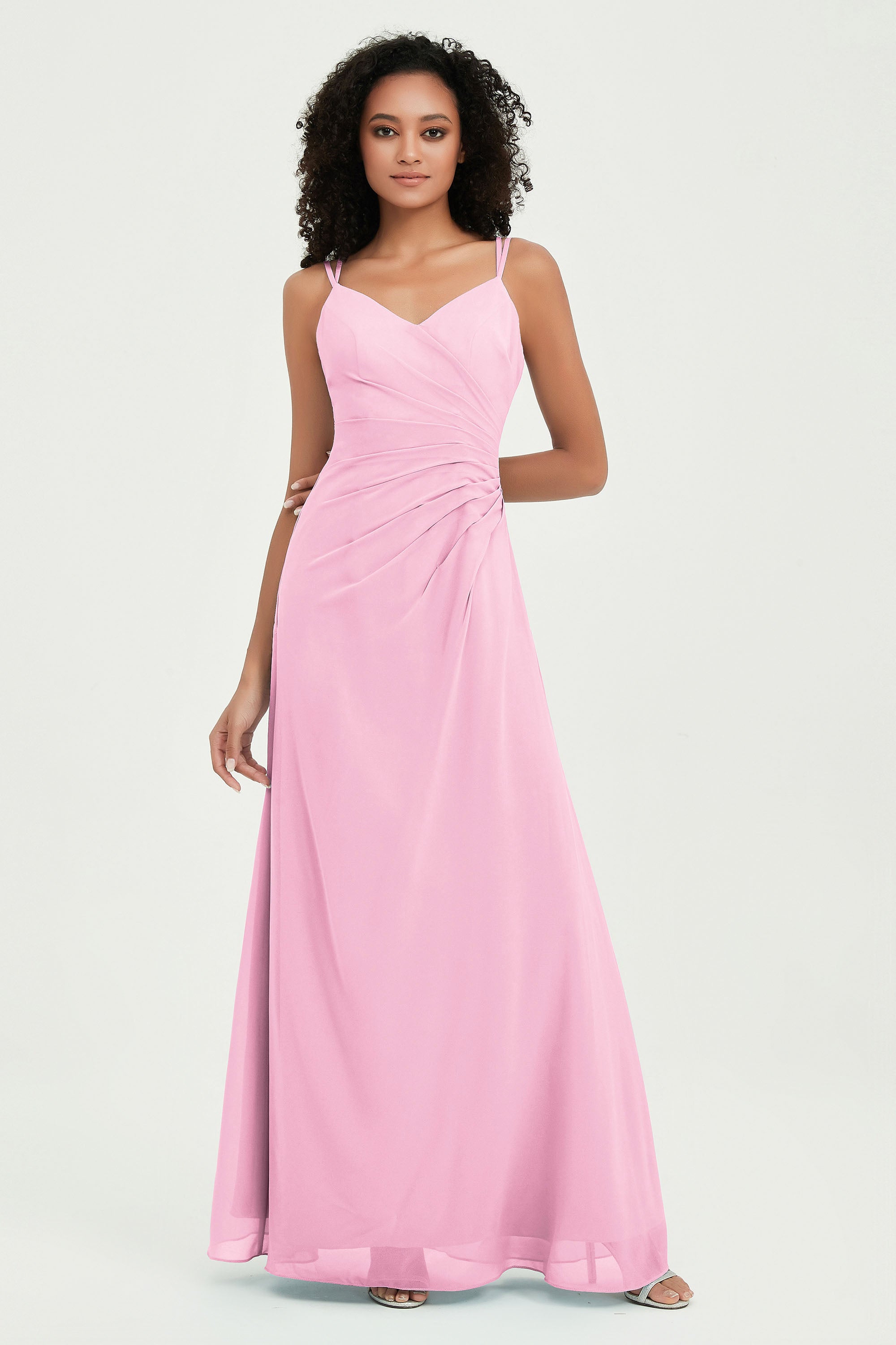 Maxi Chiffon Women's Formal Evening Dresses V Neck Bridesmaid Gowns Dress