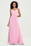 Maxi Chiffon Women's Formal Evening Dresses V Neck Bridesmaid Gowns Dress