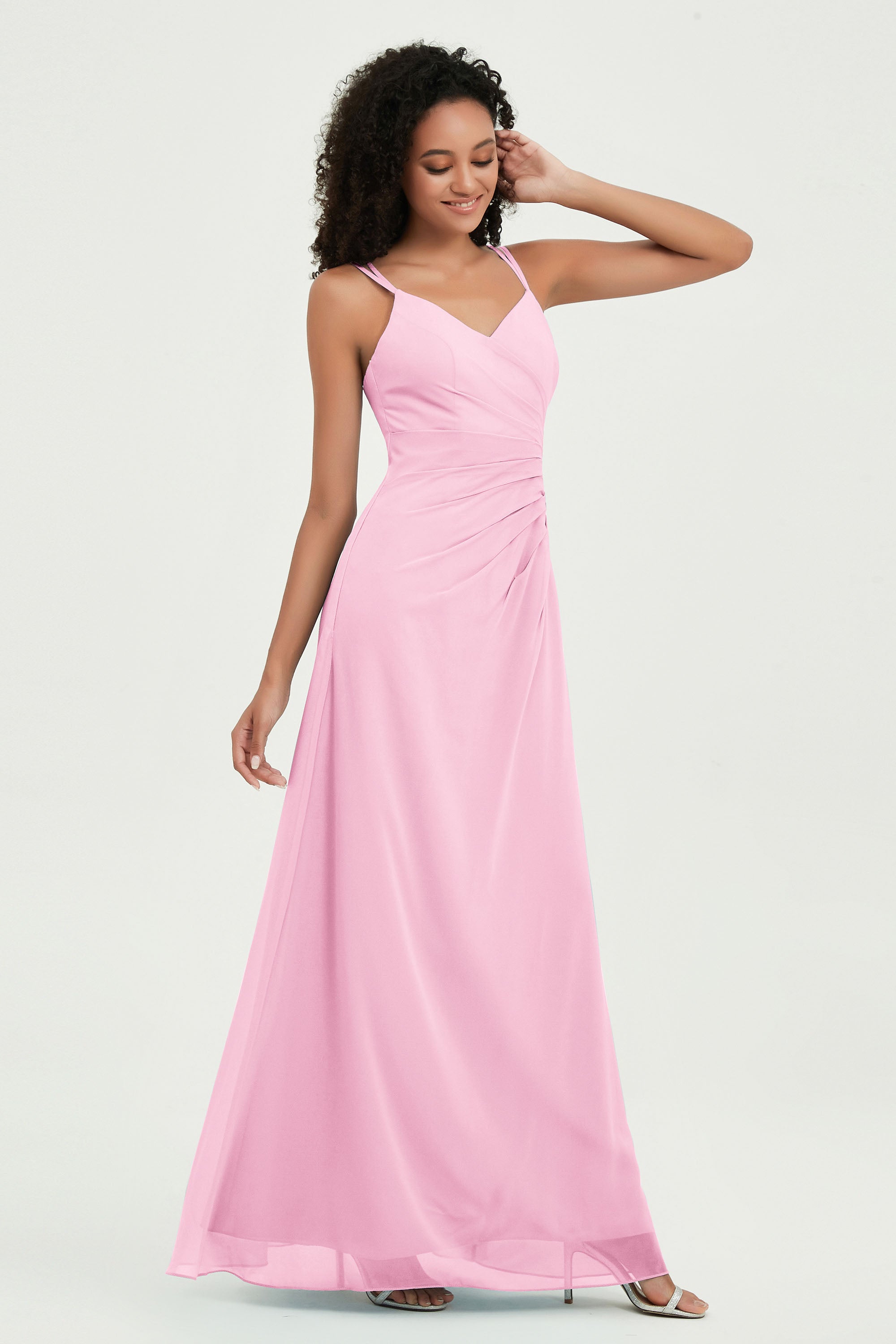 Maxi Chiffon Women's Formal Evening Dresses V Neck Bridesmaid Gowns Dress