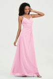 Maxi Chiffon Women's Formal Evening Dresses V Neck Bridesmaid Gowns Dress