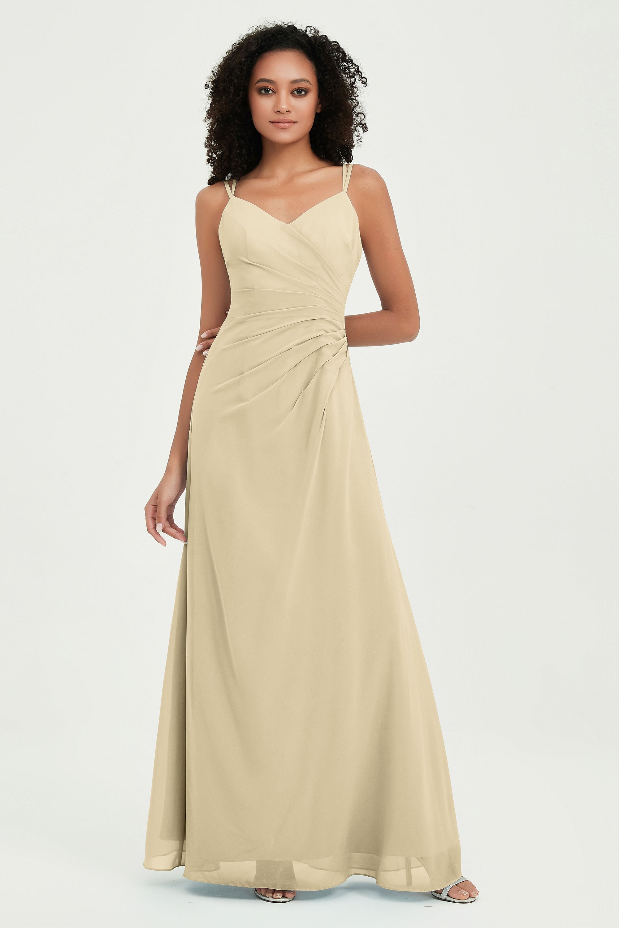 Maxi Chiffon Women's Formal Evening Dresses V Neck Bridesmaid Gowns Dress