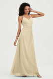 Maxi Chiffon Women's Formal Evening Dresses V Neck Bridesmaid Gowns Dress