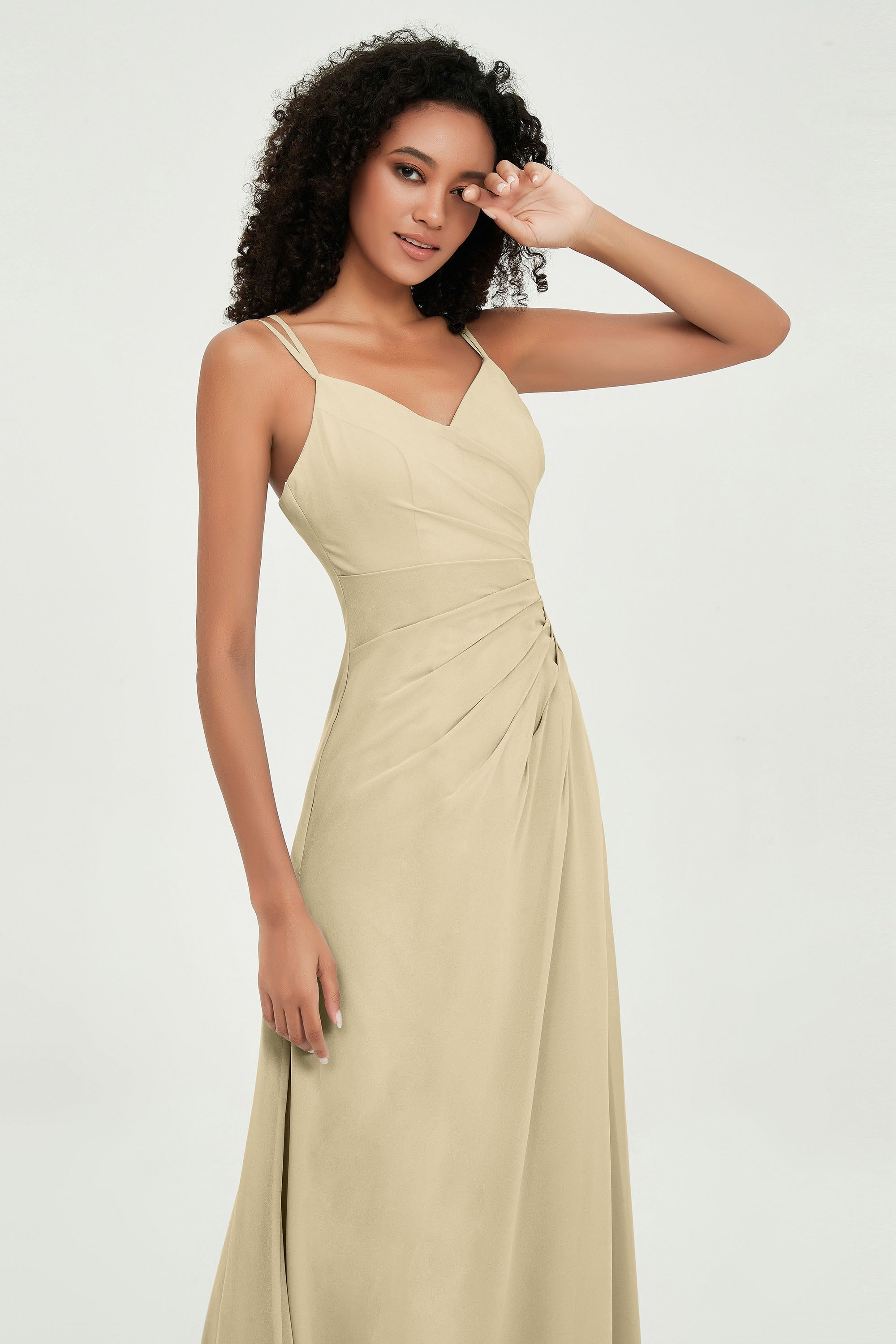 Maxi Chiffon Women's Formal Evening Dresses V Neck Bridesmaid Gowns Dress