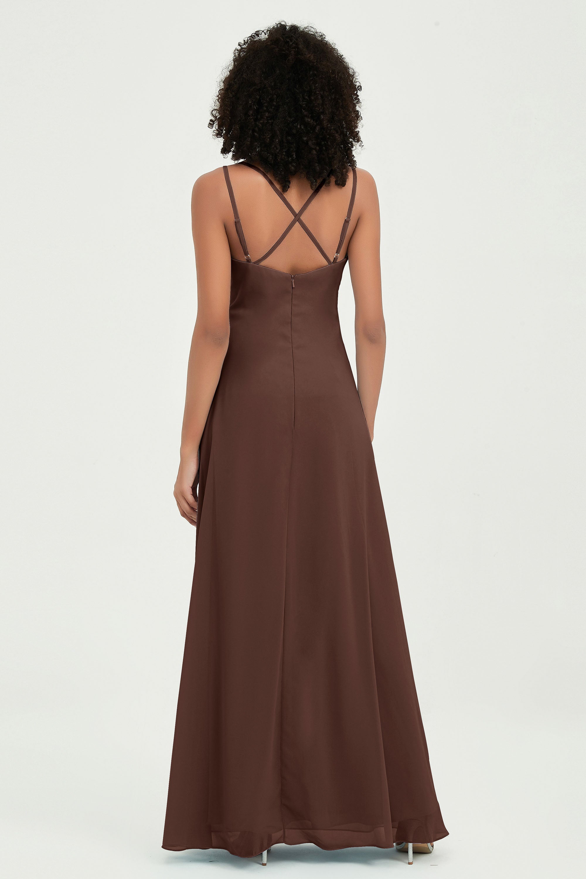 Maxi Chiffon Women's Formal Evening Dresses V Neck Bridesmaid Gowns Dress