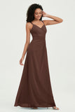Maxi Chiffon Women's Formal Evening Dresses V Neck Bridesmaid Gowns Dress