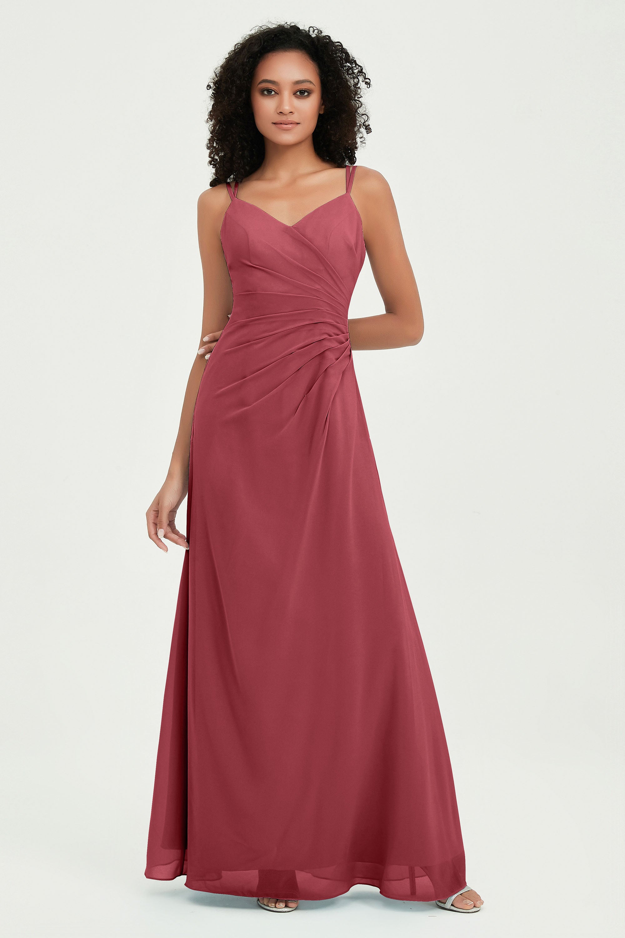 Maxi Chiffon Women's Formal Evening Dresses V Neck Bridesmaid Gowns Dress