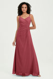 Maxi Chiffon Women's Formal Evening Dresses V Neck Bridesmaid Gowns Dress