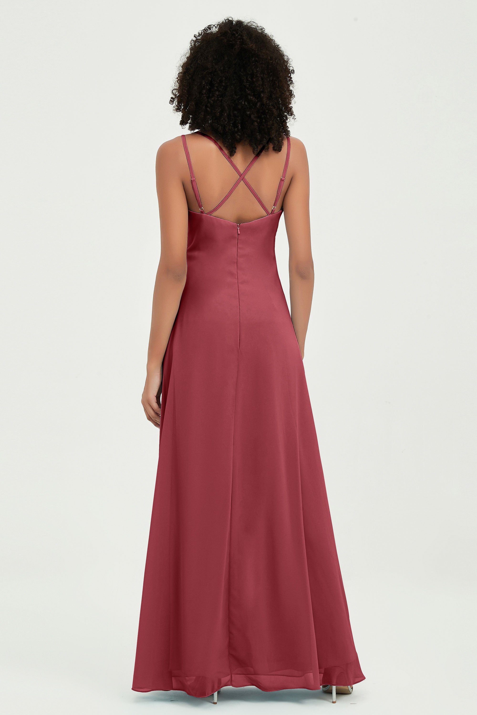 Maxi Chiffon Women's Formal Evening Dresses V Neck Bridesmaid Gowns Dress