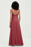 Maxi Chiffon Women's Formal Evening Dresses V Neck Bridesmaid Gowns Dress