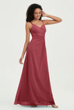 Maxi Chiffon Women's Formal Evening Dresses V Neck Bridesmaid Gowns Dress