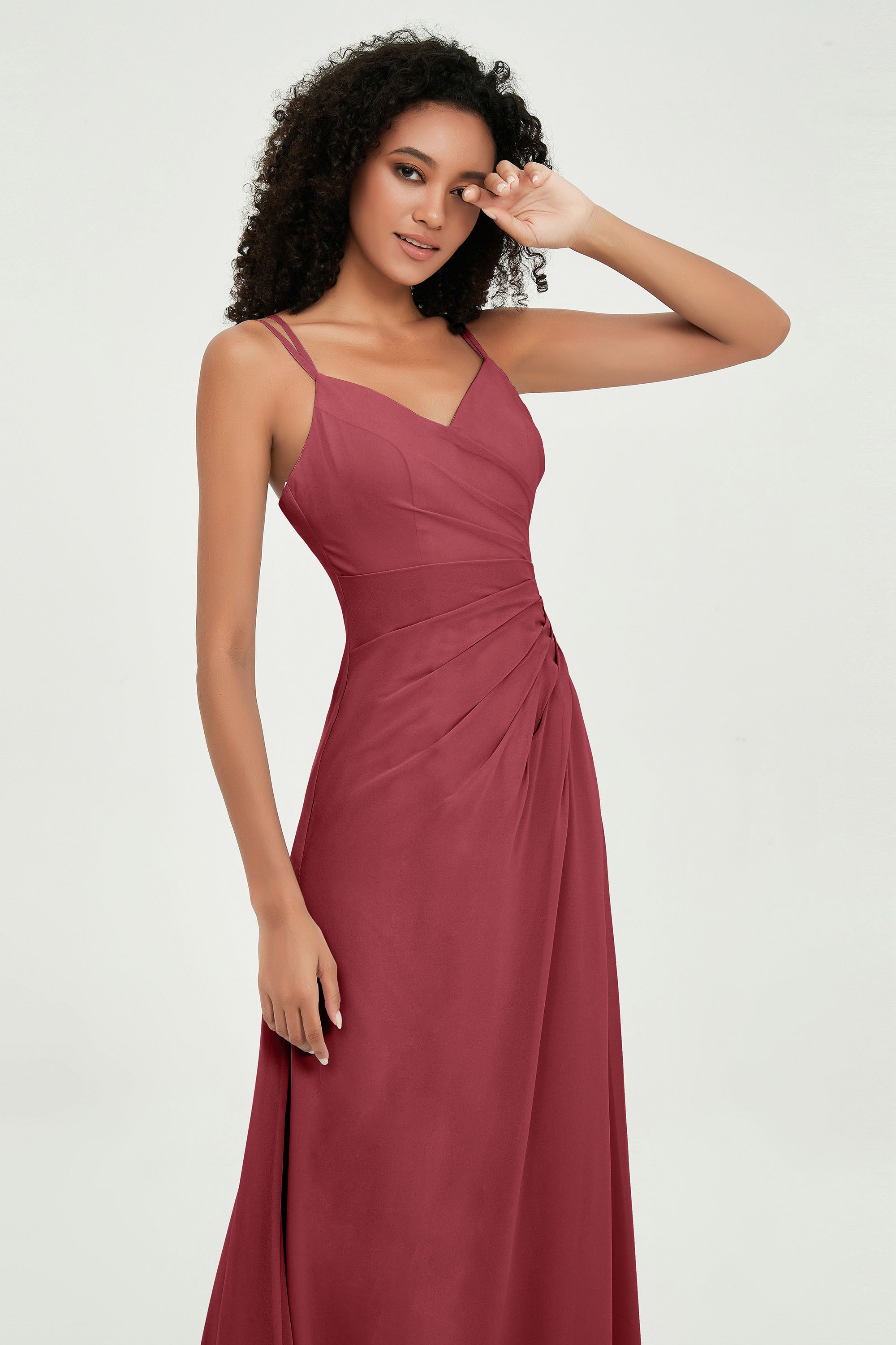 Maxi Chiffon Women's Formal Evening Dresses V Neck Bridesmaid Gowns Dress