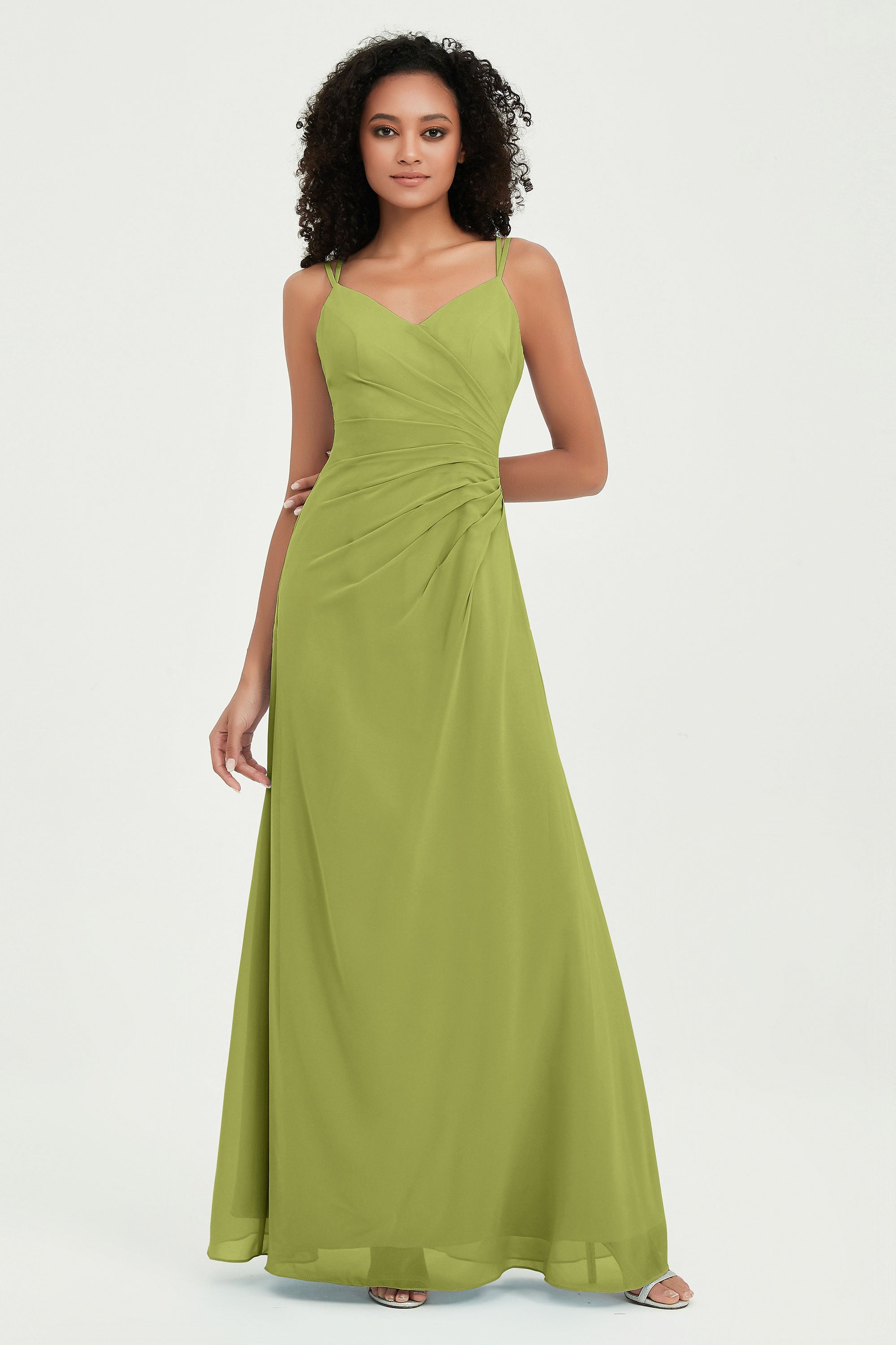 Maxi Chiffon Women's Formal Evening Dresses V Neck Bridesmaid Gowns Dress
