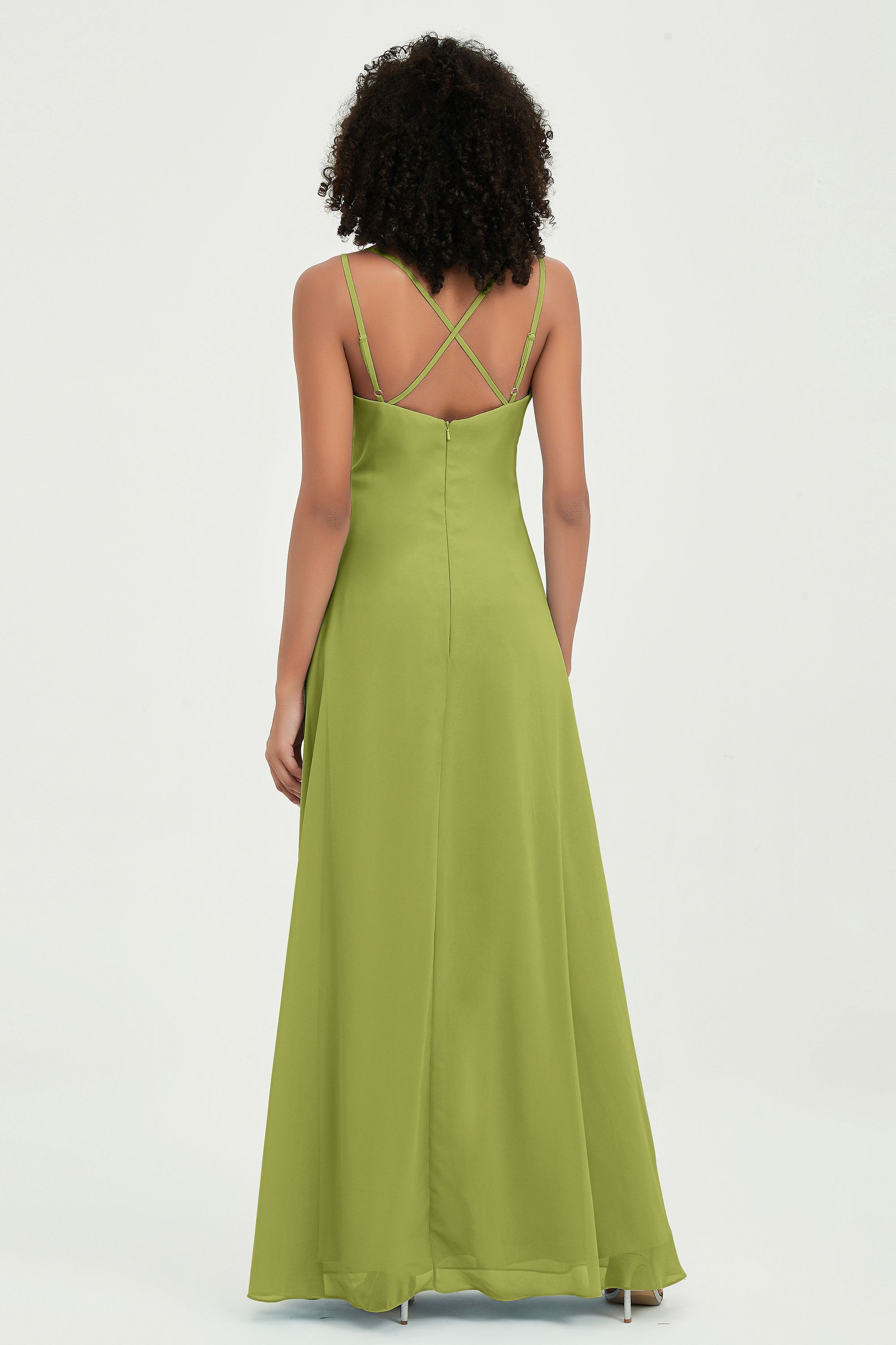 Maxi Chiffon Women's Formal Evening Dresses V Neck Bridesmaid Gowns Dress