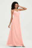 Maxi Chiffon Women's Formal Evening Dresses V Neck Bridesmaid Gowns Dress