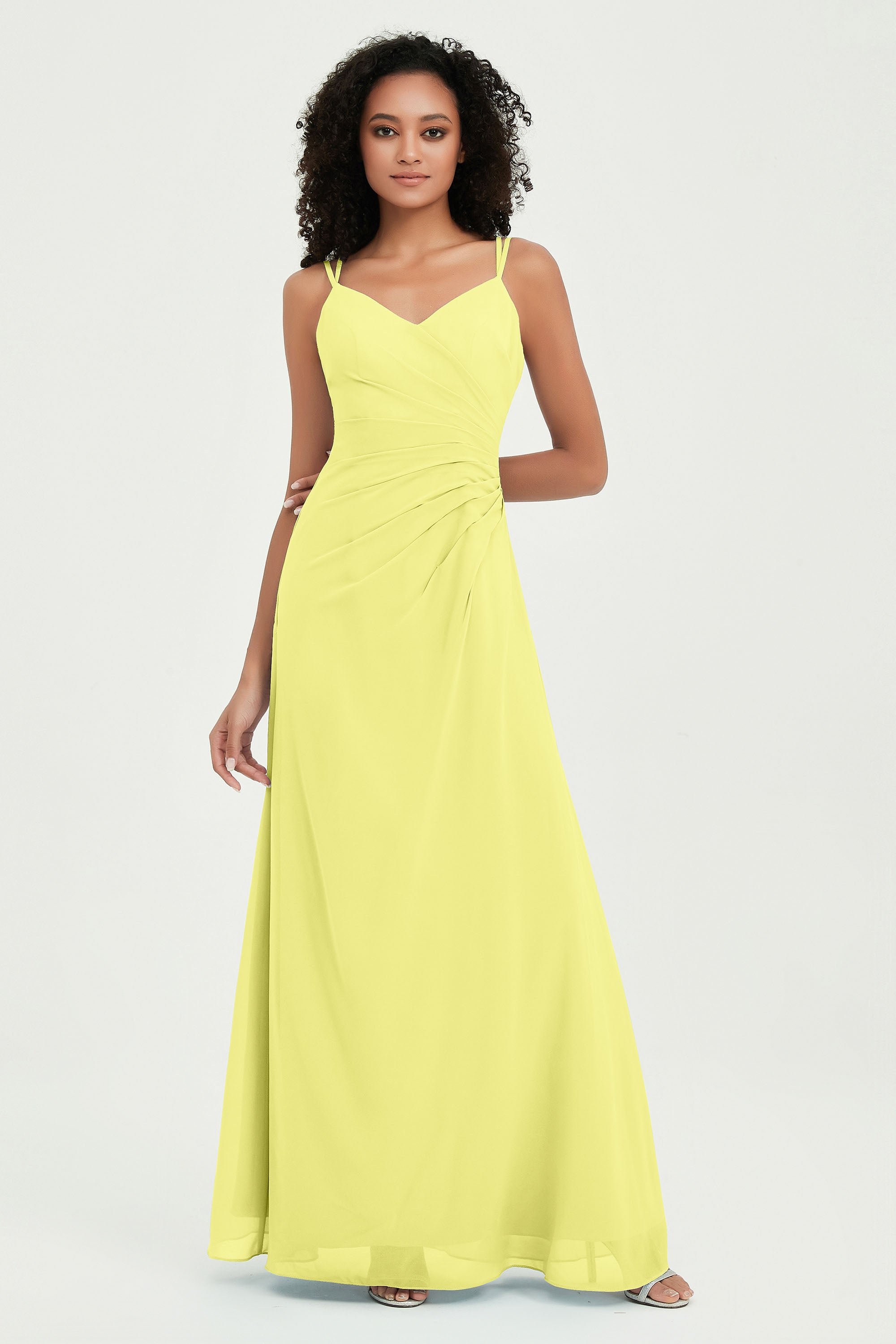 Maxi Chiffon Women's Formal Evening Dresses V Neck Bridesmaid Gowns Dress