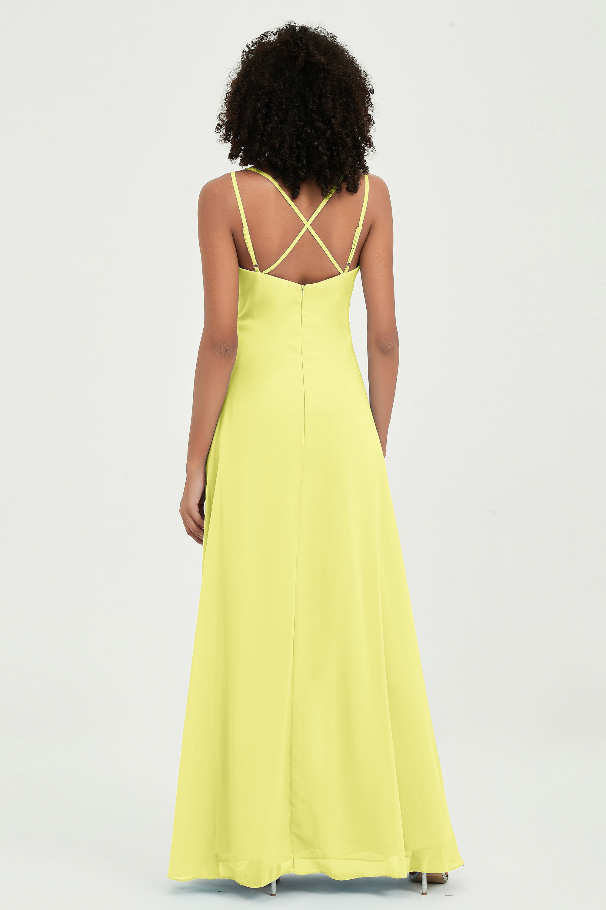 Maxi Chiffon Women's Formal Evening Dresses V Neck Bridesmaid Gowns Dress