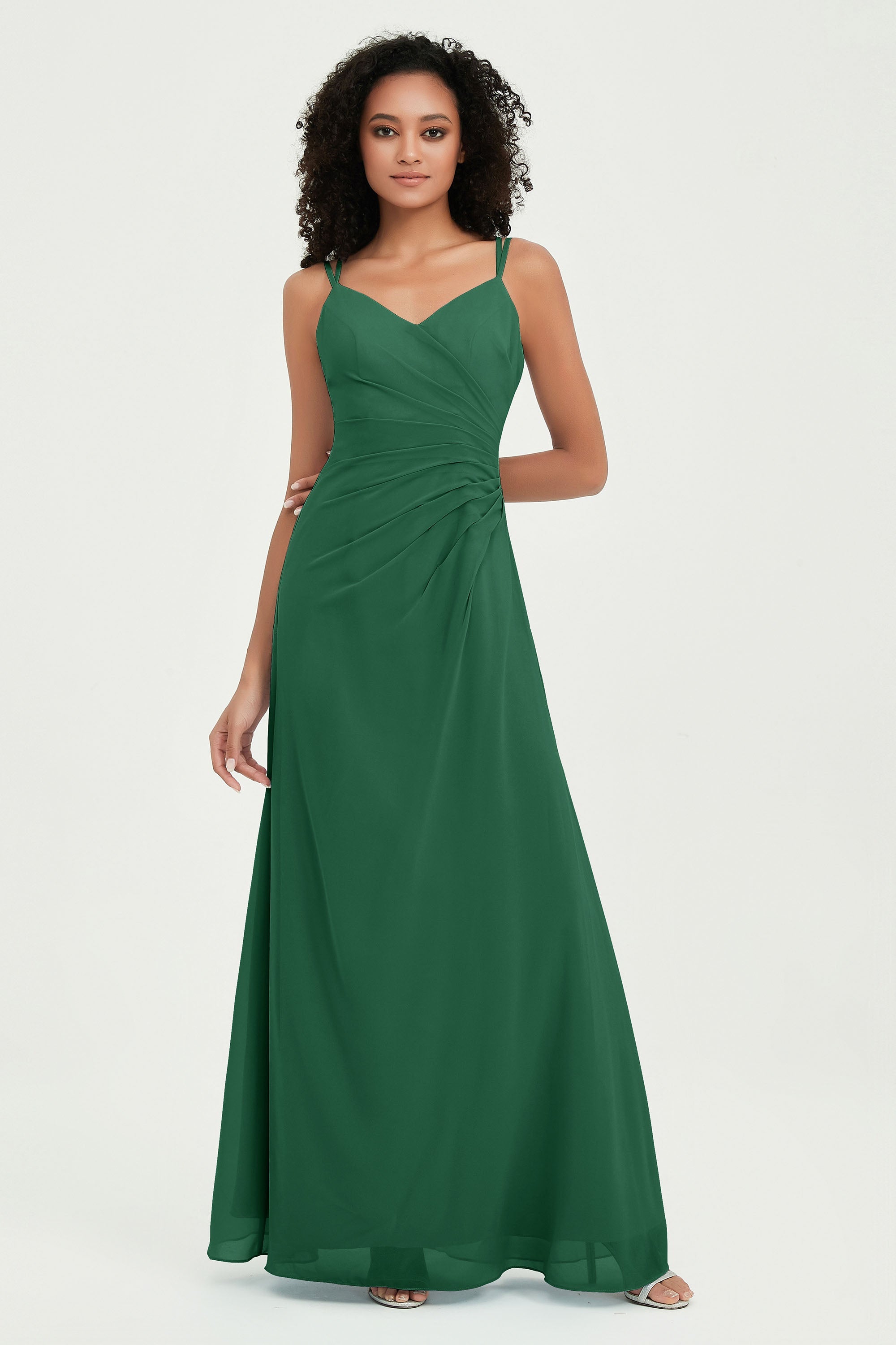 Maxi Chiffon Women's Formal Evening Dresses V Neck Bridesmaid Gowns Dress