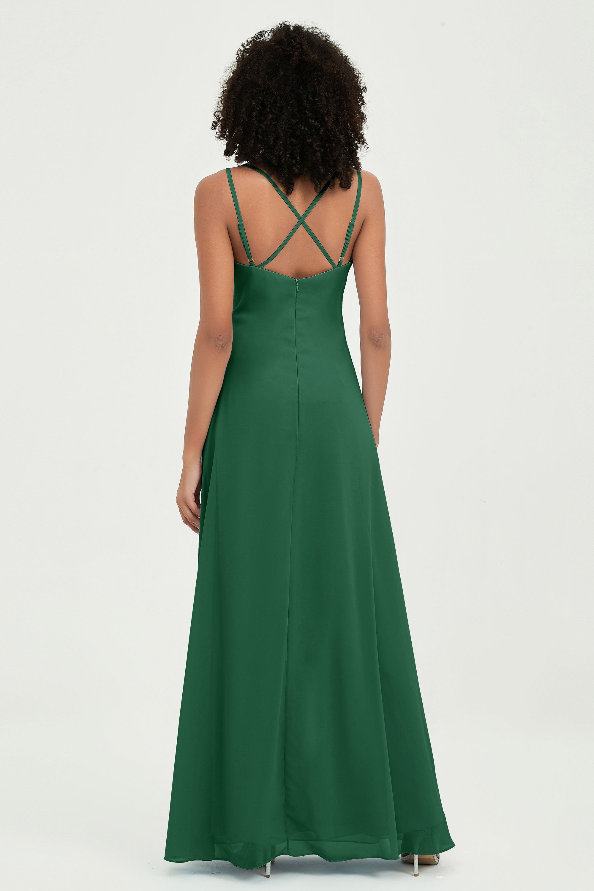 Maxi Chiffon Women's Formal Evening Dresses V Neck Bridesmaid Gowns Dress
