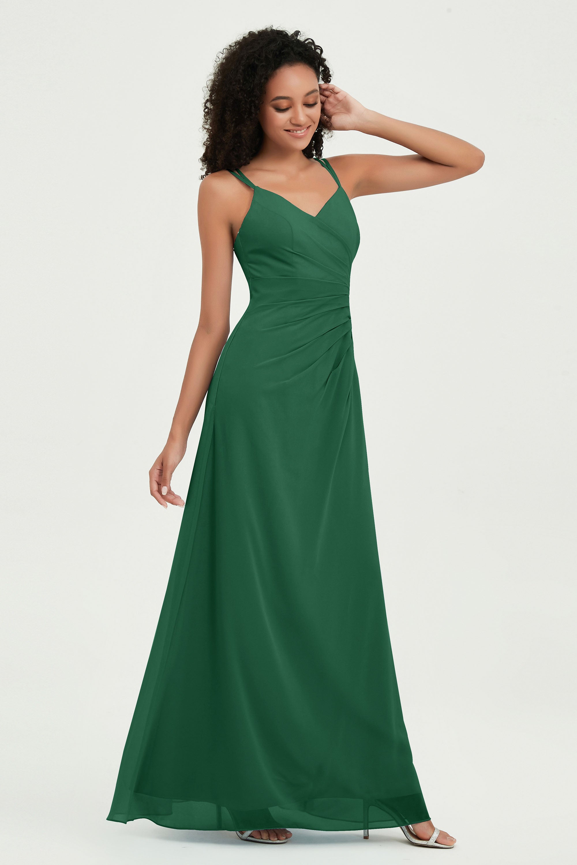 Maxi Chiffon Women's Formal Evening Dresses V Neck Bridesmaid Gowns Dress